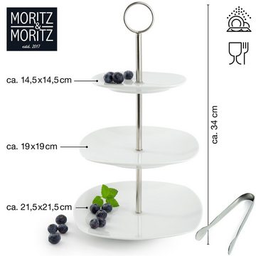 Moritz & Moritz Etagere Obst Etagere 3 Etagen, Porzellan, (3 stöckig), Für Obst Aufbewahrung, Muffins und Cupcakes