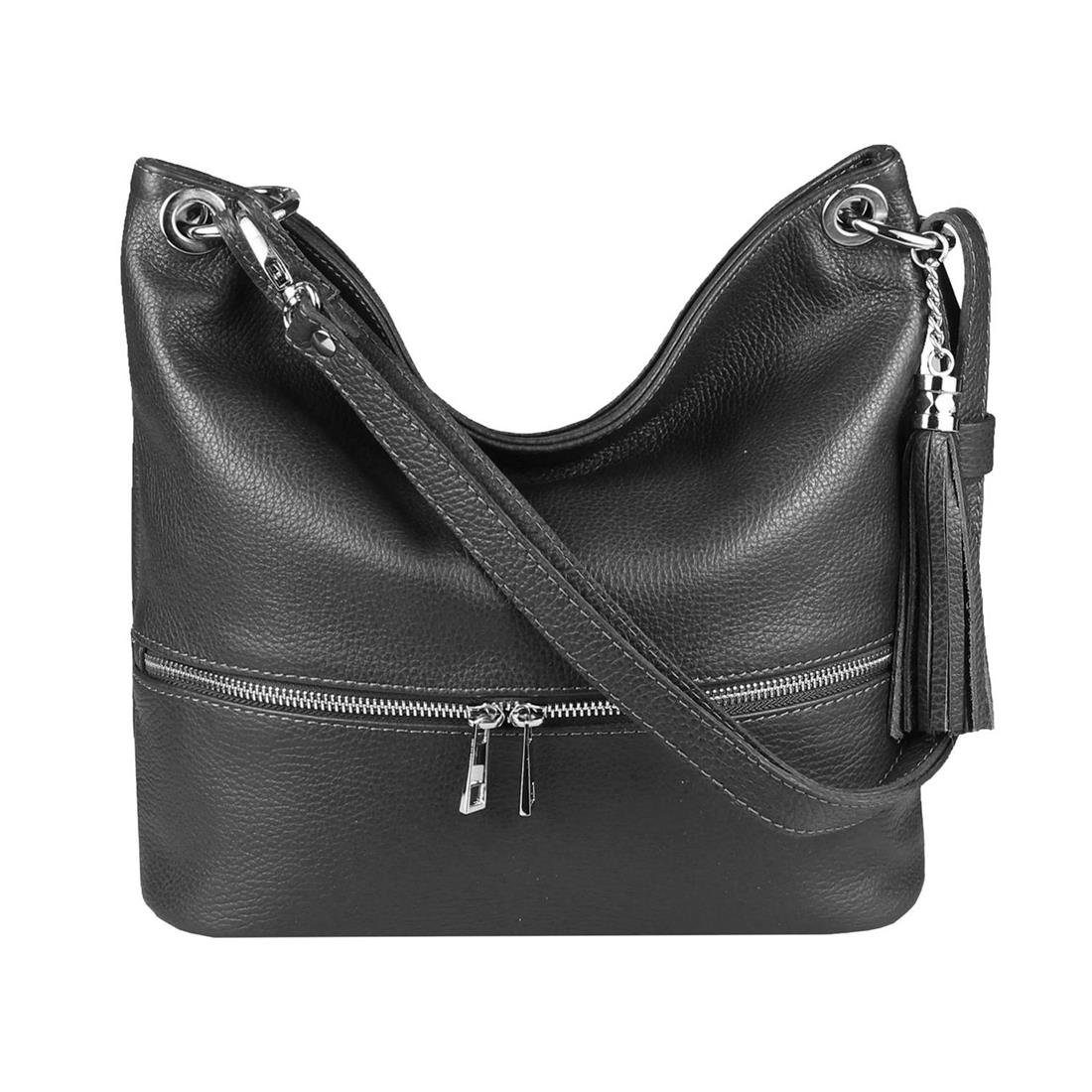 Schultertasche Made in Italy Damen Leder Tasche CrossOver