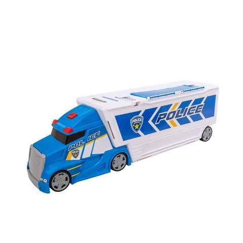 HTI Spielzeug-Auto Teamsterz Polizei Kommando Truck mit 4 Fahrzeugen, Licht- und Soundeffekte