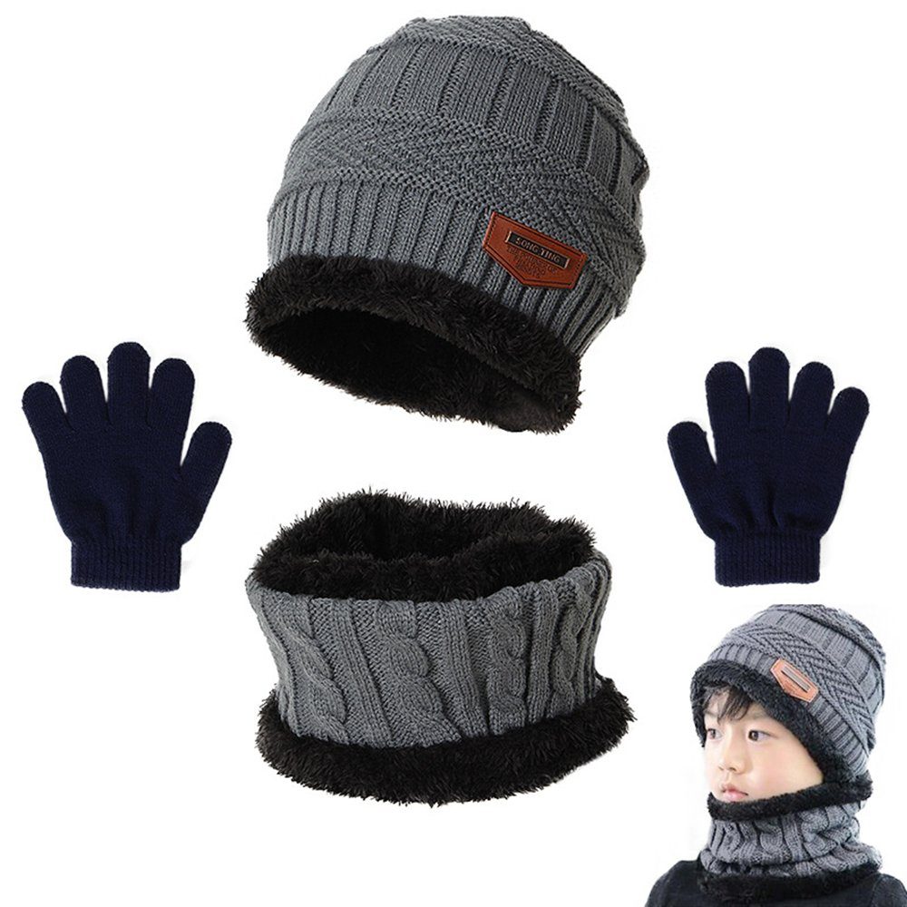 Coonoor Filzhut Kinder Wintermütze Schal Handschuhe Mädchen Strickmütze Set Ostergeschenke für Familie oder Freunde