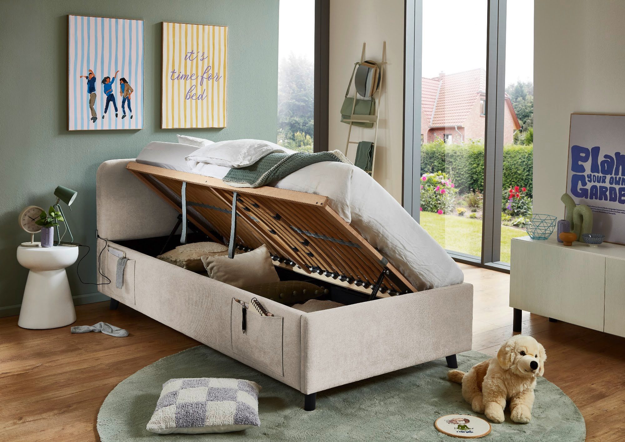 meise.möbel Stauraumbett Cosy, USB-Anschluss, mit Bettkasten, Webstoff-Bezug