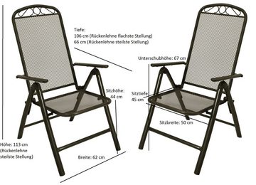 DEGAMO Garten-Essgruppe CLASSIC, (3-tlg), (2x Sessel, 1x Tisch), Stahl und Streckmetall anthrazit