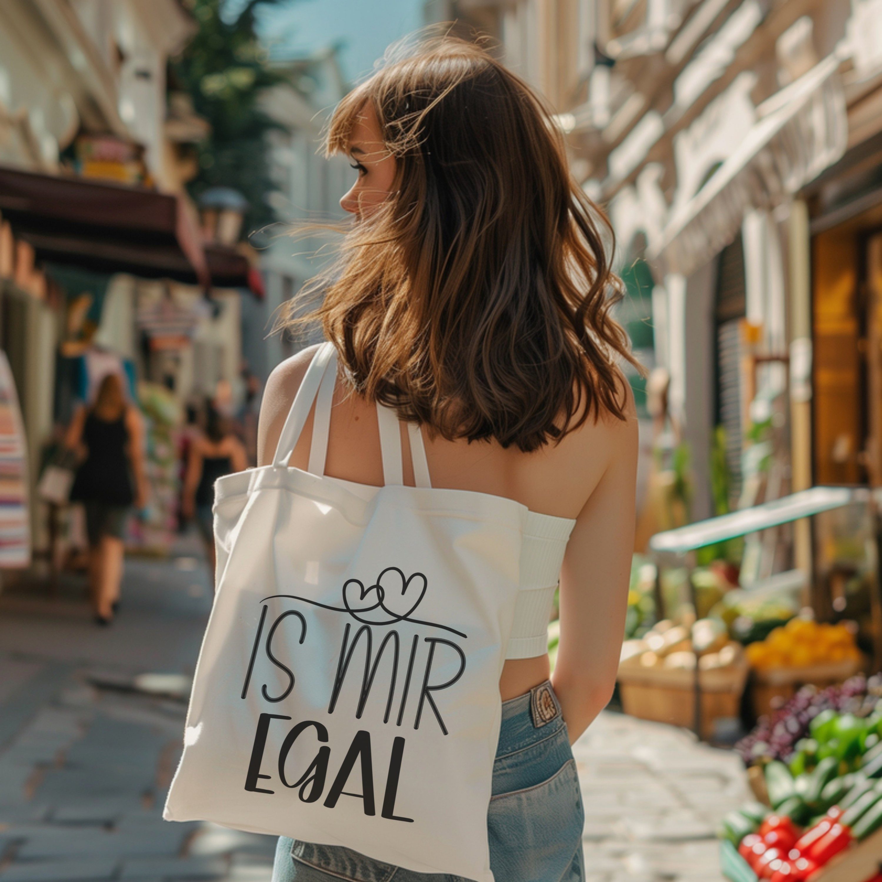 PhotoFancy Tragetasche mit Spruch 'Egal' - Stoffbeutel, mit lustigem Spruch