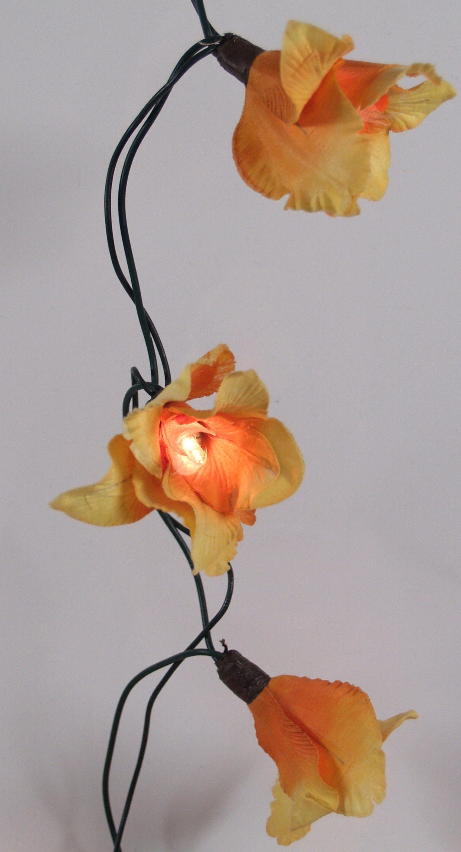 Guru-Shop LED-Lichterkette Lotus Blüten LED Lichterkette - Blüte gelb