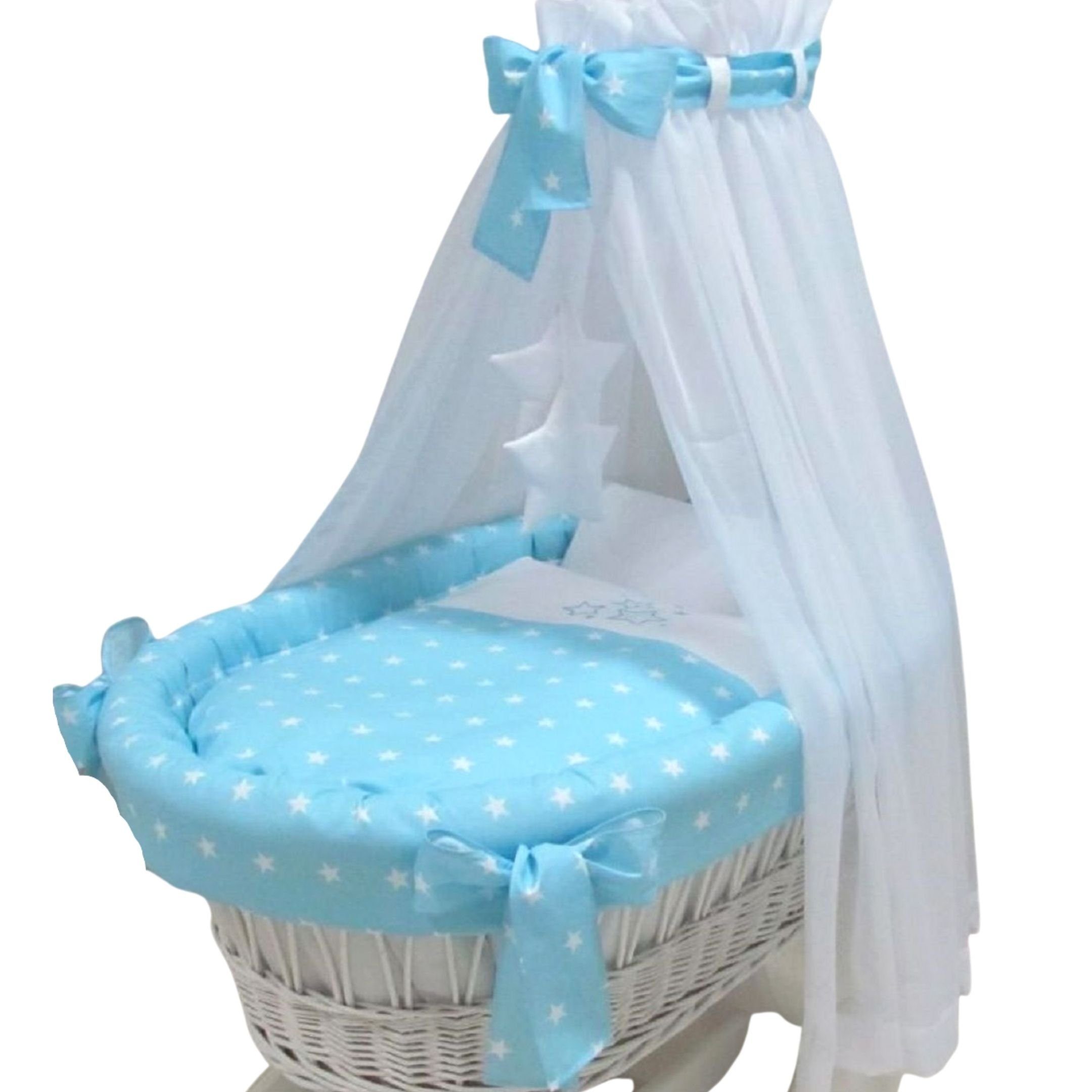 2-tlg Baby-Betten-Set Bettset mit Himmel Nestchen Polyester Beige Weiß Bären 