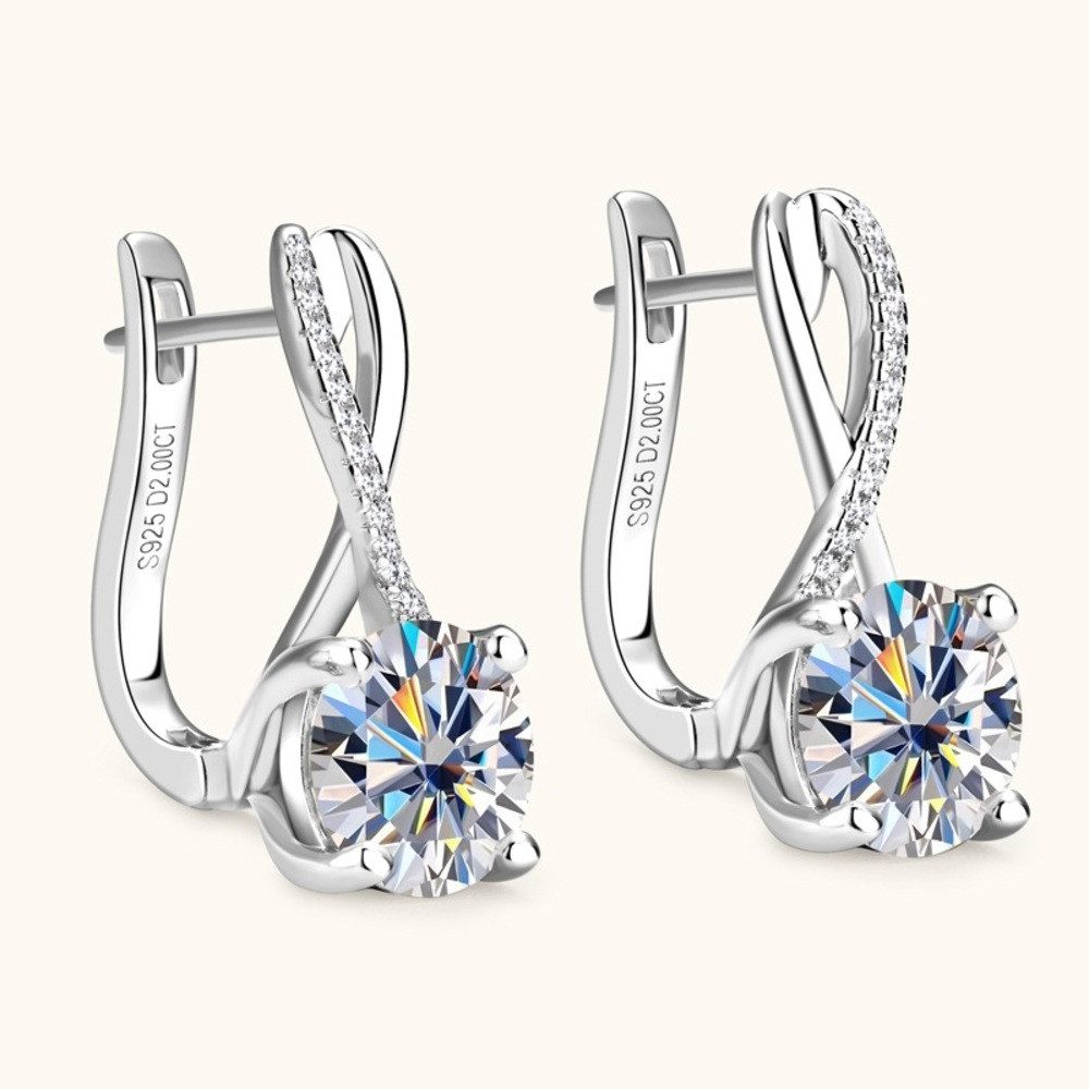 ROUGEMONT Creolen-Set Luxuriöse Moissanit Damen Creolen 925 Sterling Silber 18K Gold, Echtschmuck mit Echtheitszertifikat