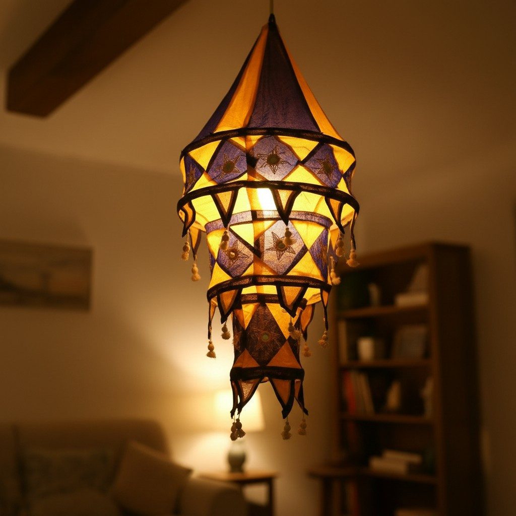 Guru-Shop Lampenschirm Indische Stofflaterne, Orissa Lampenschirm,..