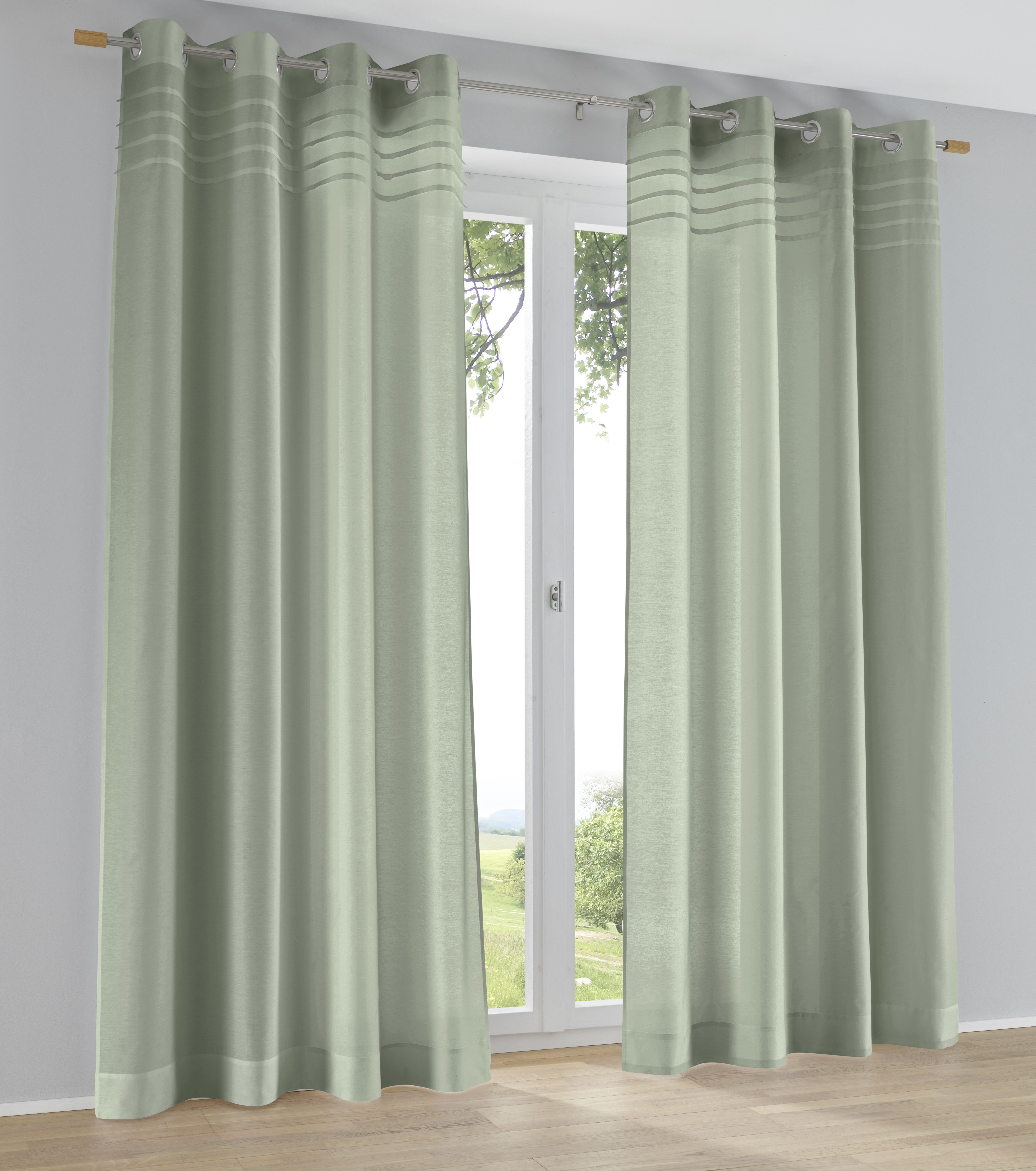 Kutti Vorhang Kessy (1 St), Ösen, halbtransparent, Eleganter Uni-Vorhang mit dekorativer Biesenblende