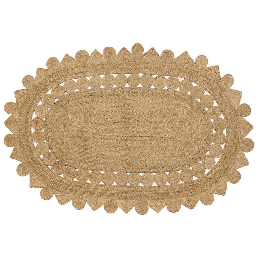 vidaXL Teppich Bereichsteppich Natur 205 x 305 cm Jute, Oval
