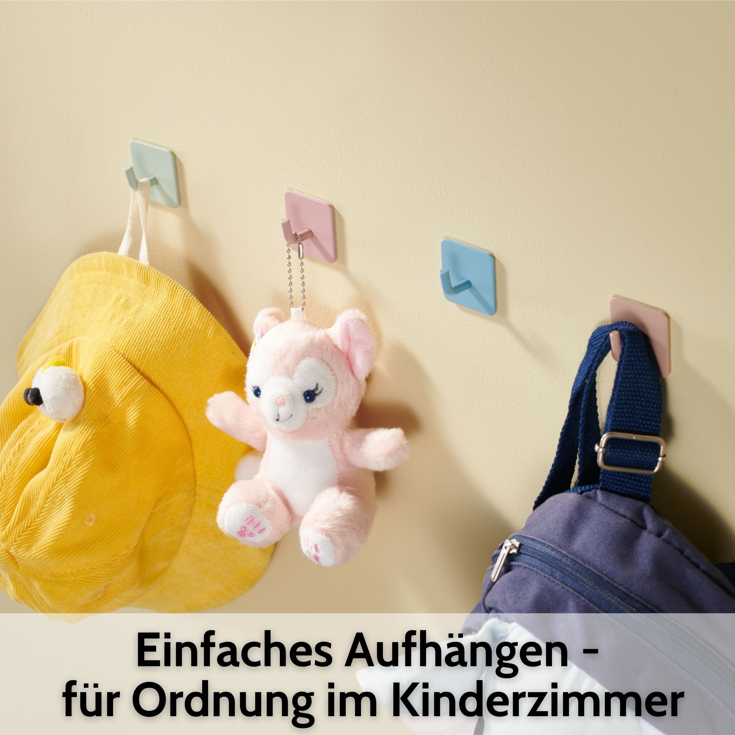 DEKAZIA Klebehaken Bunt Kindergarderobe Garderobe Kinder Kleiderhaken Kinder, Kinderzimmer, Bad, WC, Wand, Kinder Zimmer, Kinder, (Handtuchhaken, 8-St., Wandhak – Bild 4 von 5