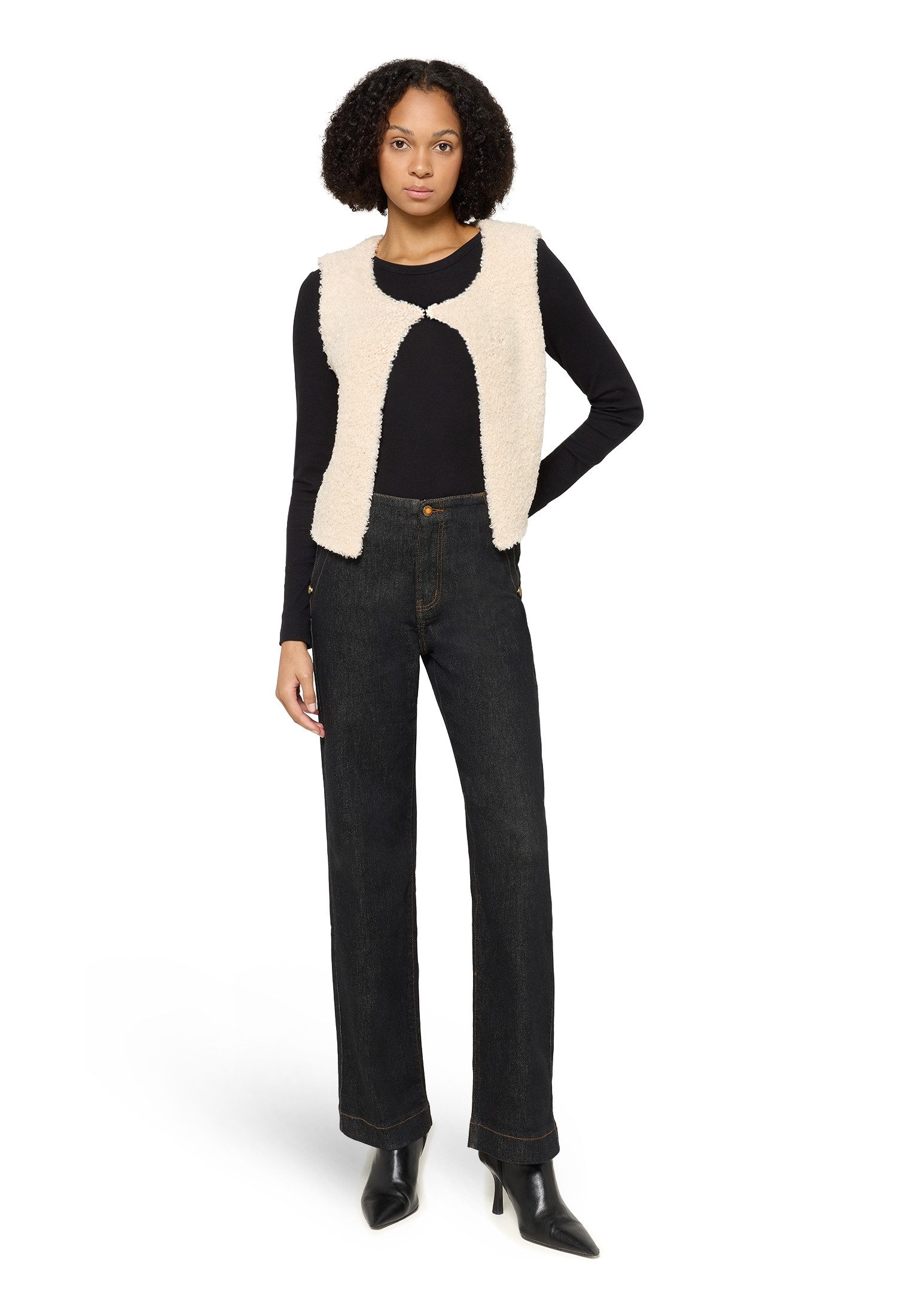 Cartoon Strickjacke Damen mit Rundhalsausschnitt (1-tlg)