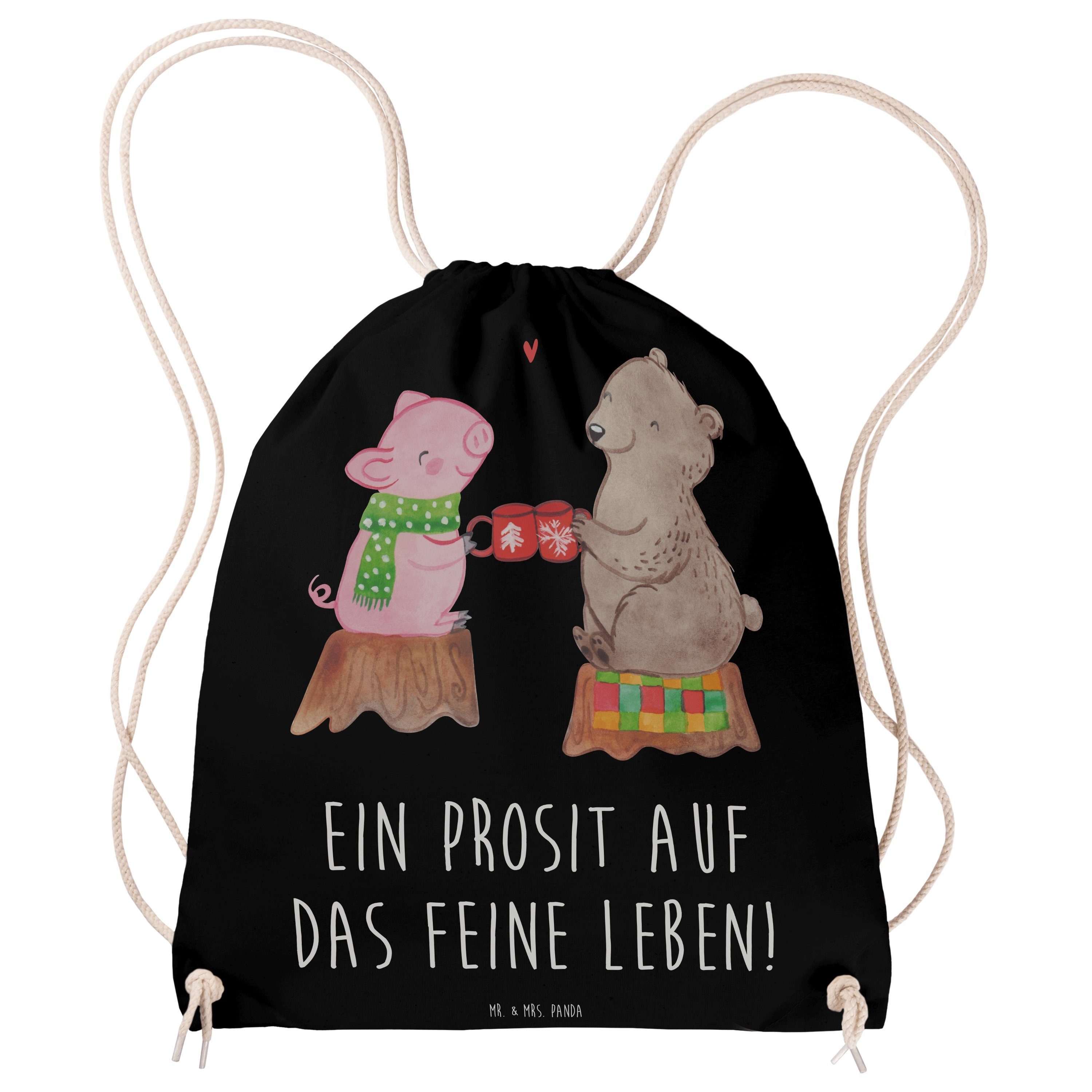 Mr. & Mrs. Panda Sporttasche Glühschwein Sause - Schwarz - Geschenk, Turnbeutel, Winter, Alles Gut (1-tlg) | Canvas-Taschen
