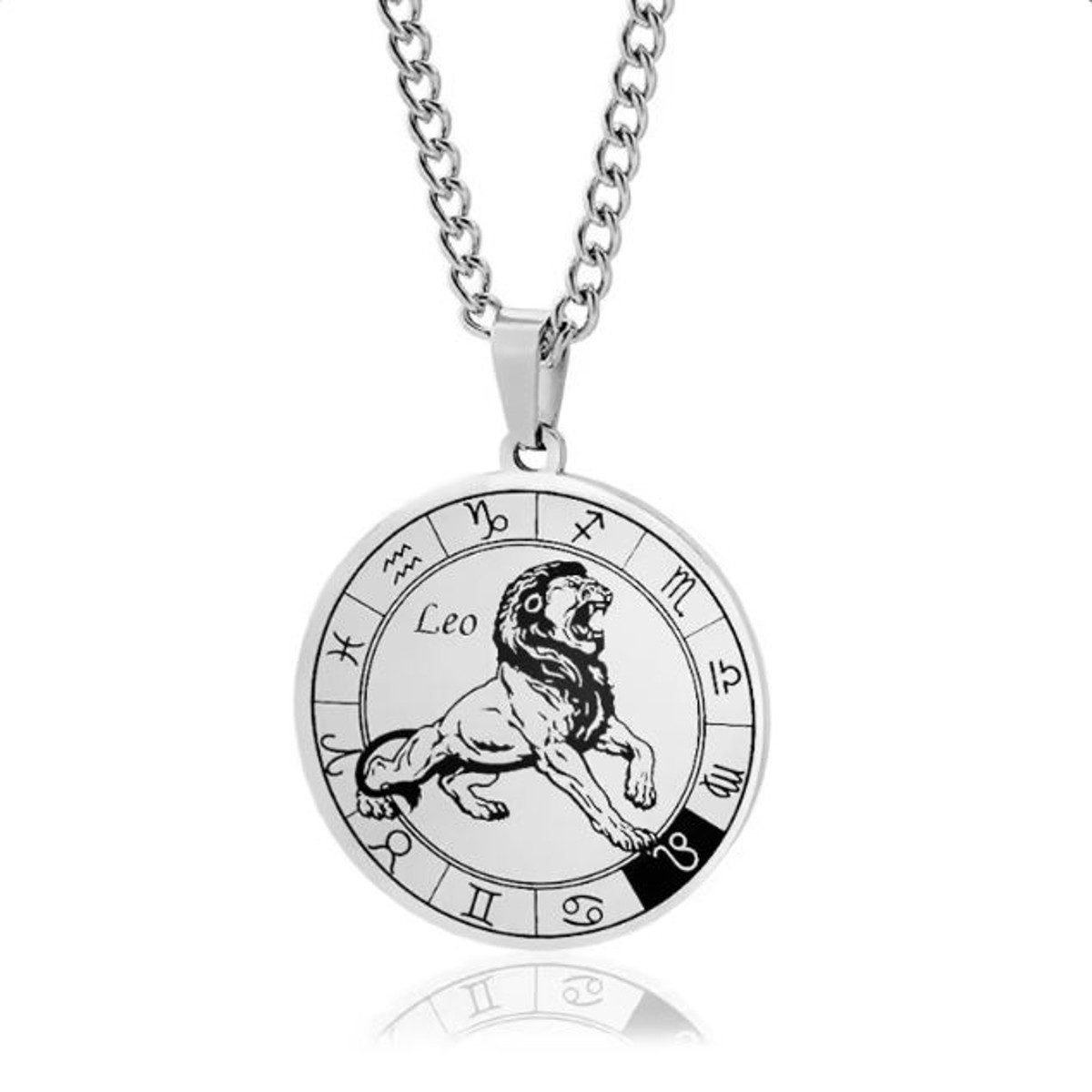KARMA Kette mit Anhänger Halskette Edelstahl Sternzeichen Anhänger Silber modern (Astrologie Kette Damen Herren Sternzeichenkette Silberfarben), Unisex Damenhalskette Herrenhalskette Edelstahlkette