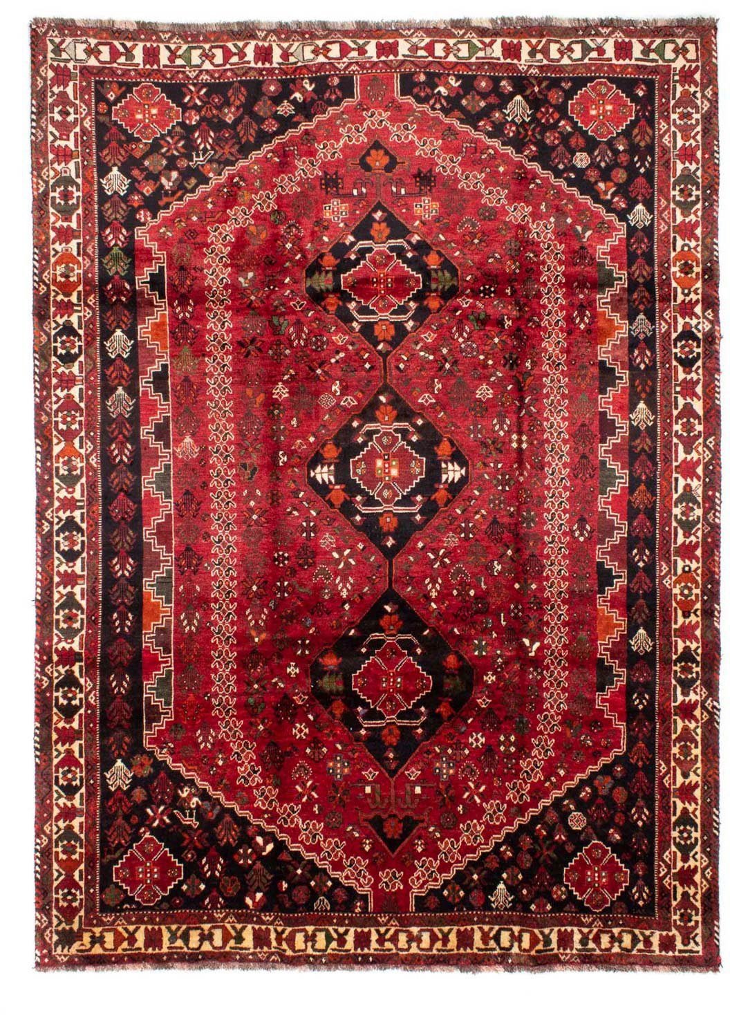 Wollteppich mit 320 Rosso Unikat x Shiraz rechteckig, morgenland, 230 Zertifikat mm, scuro 10 Medaillon cm, Höhe: