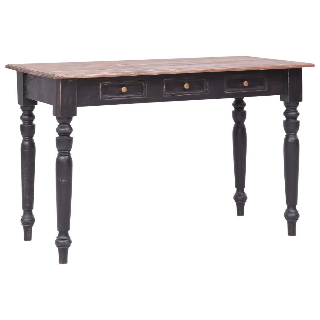 furnicato Schreibtisch 117 x 57 x 75 cm Altbraun (1-St), 3-schubladiger Sekretär mit Retro-Look im französischen Stil
