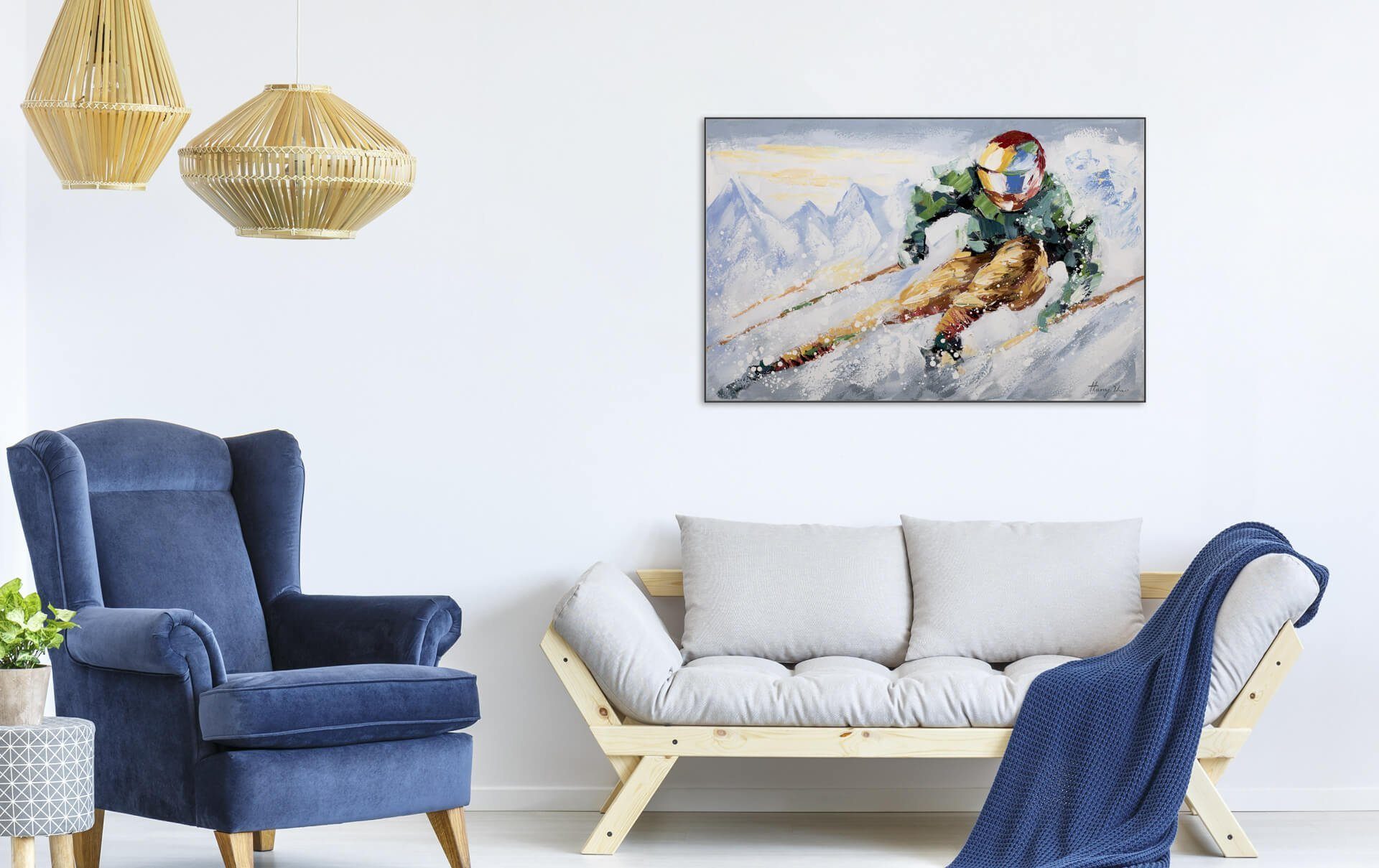 HANDGEMALT 90x60 cm, Adrenergic Gemälde Wohnzimmer 100% KUNSTLOFT Wandbild Leinwandbild