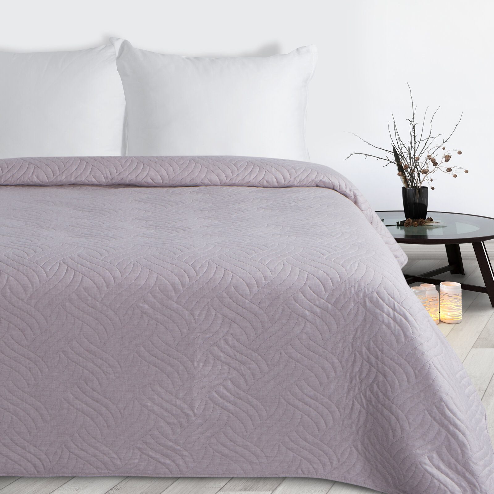 Eurofirany Tagesdecke LEINOPTIK, Karomuster Steppung Doppelbett günstig online kaufen