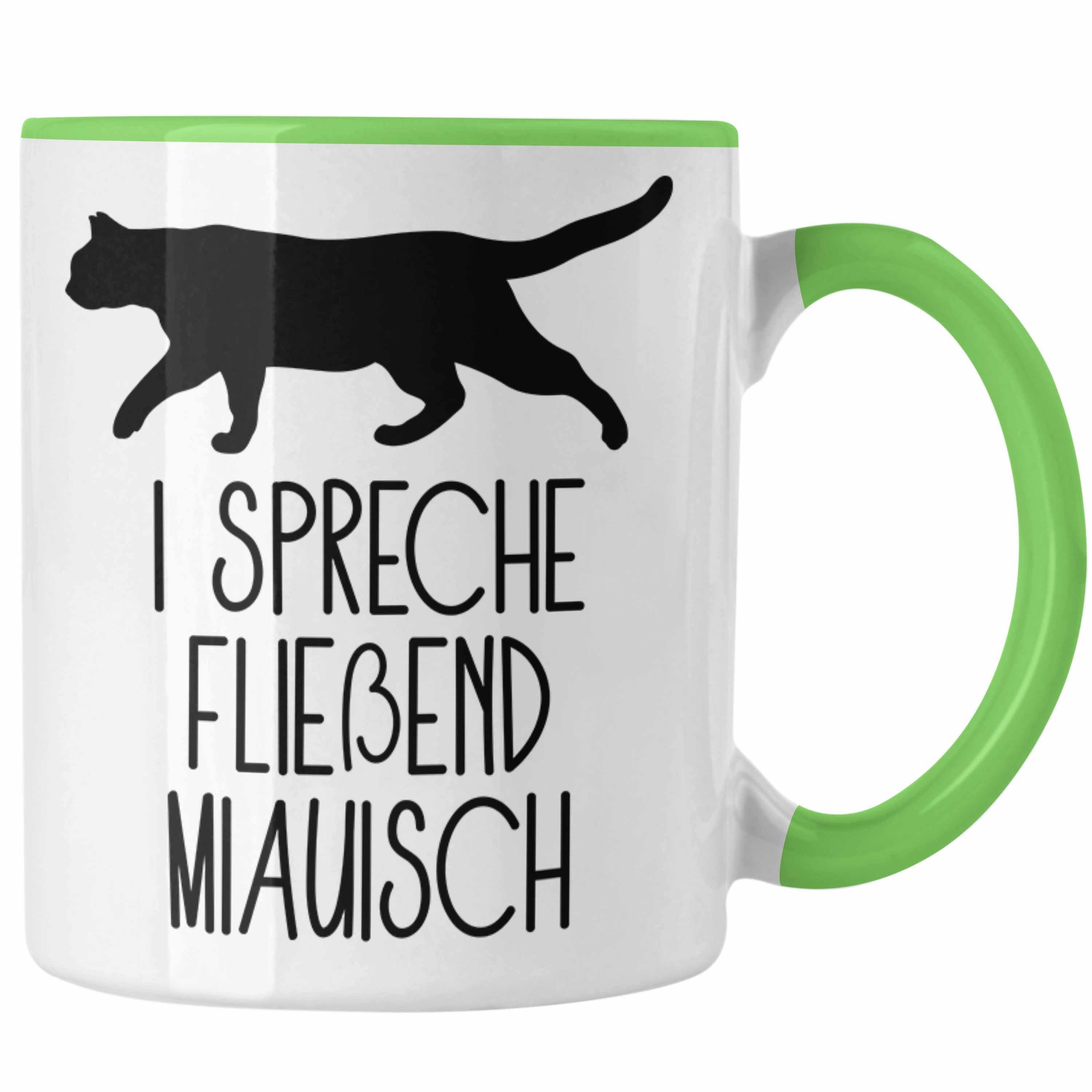 Trendation Tasse Katze Tasse Geschenk für Papa Grün Katzenli Geschenkidee Spruch Katzen-Mama