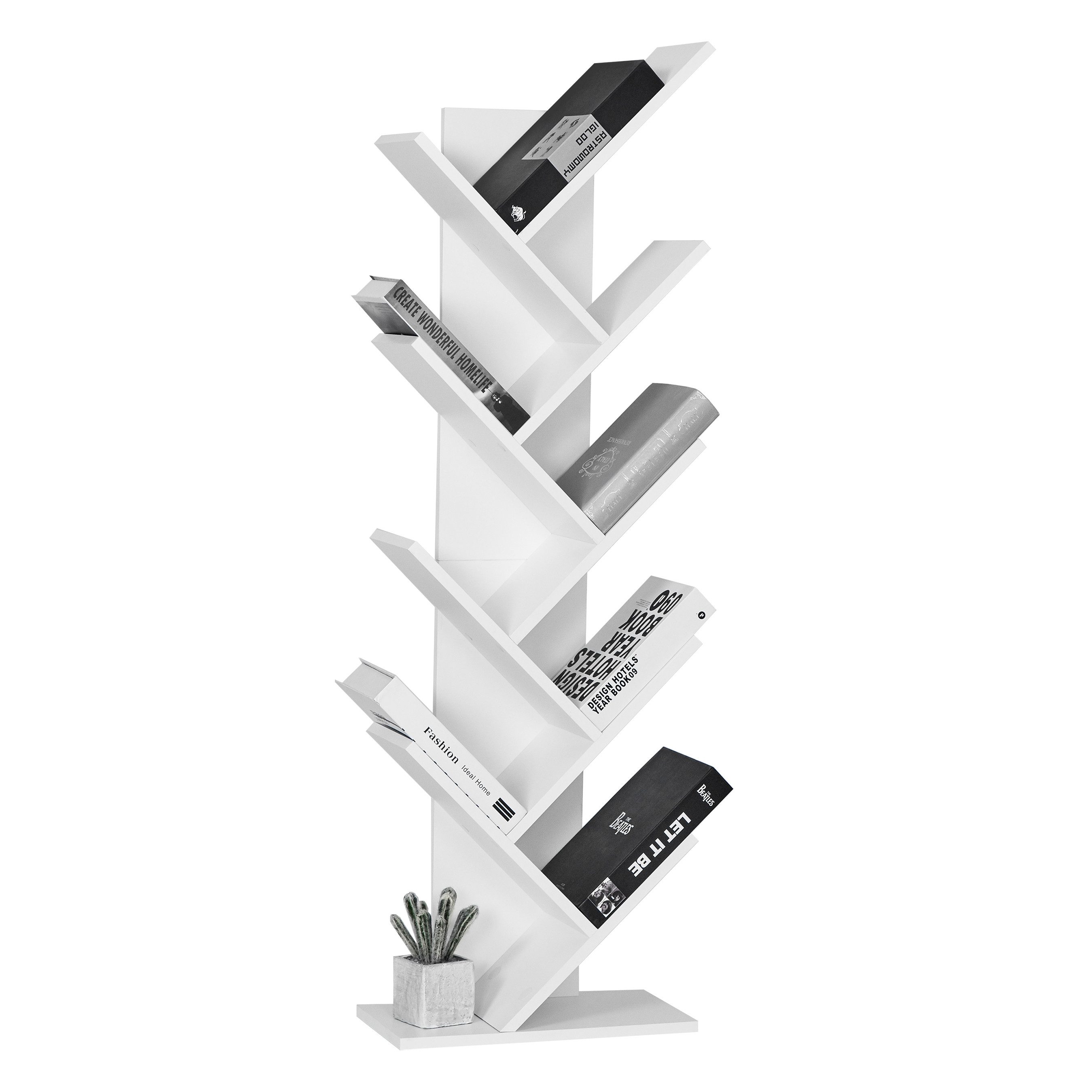 Mondeer Bücherregal in Baumform aus Holz Bücherschrank, Würfelregal exquisites 9 lagiges, einfaches Design und Platzsparen