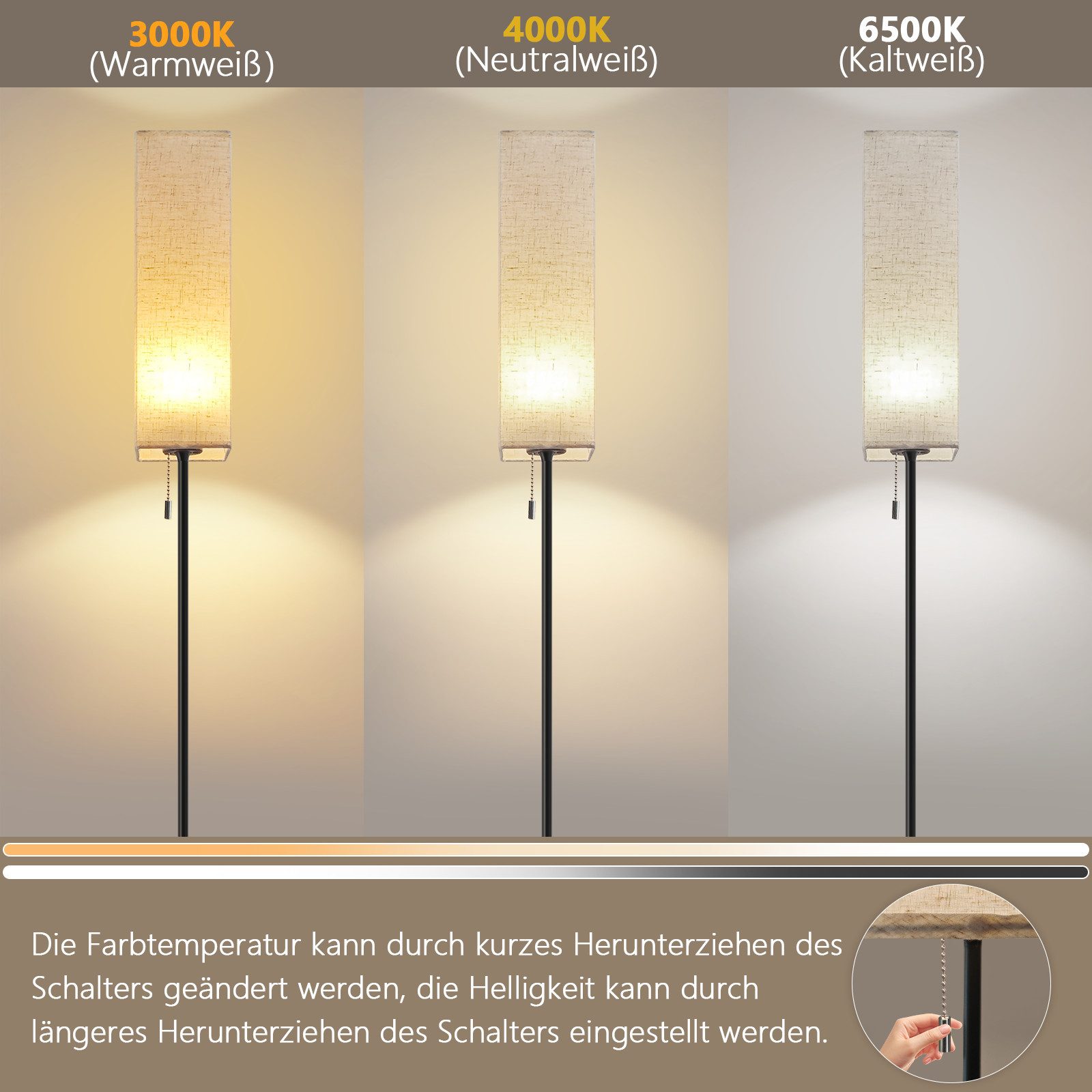 ZMH LED Stehlampe Dimmbar Retro Standleuchte günstig online kaufen