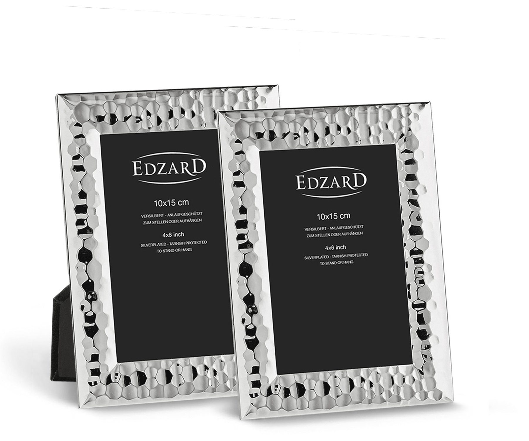 EDZARD Bilderrahmen Gubbio, versilbert und anlaufgeschützt, 2er Set für 10x15 cm Foto
