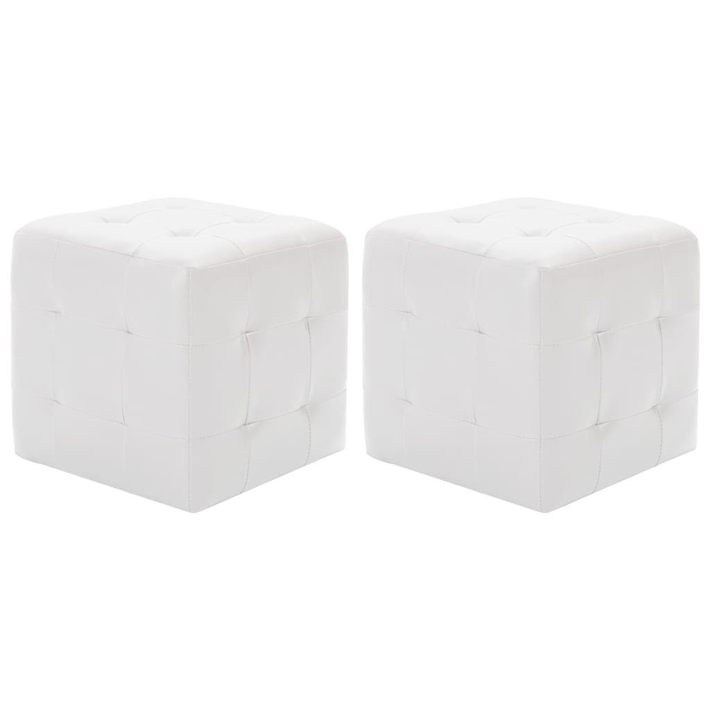 vidaXL Polsterhocker Pouf 2 Stk. Weiß 30x30x30 cm Kunstleder (1 St)