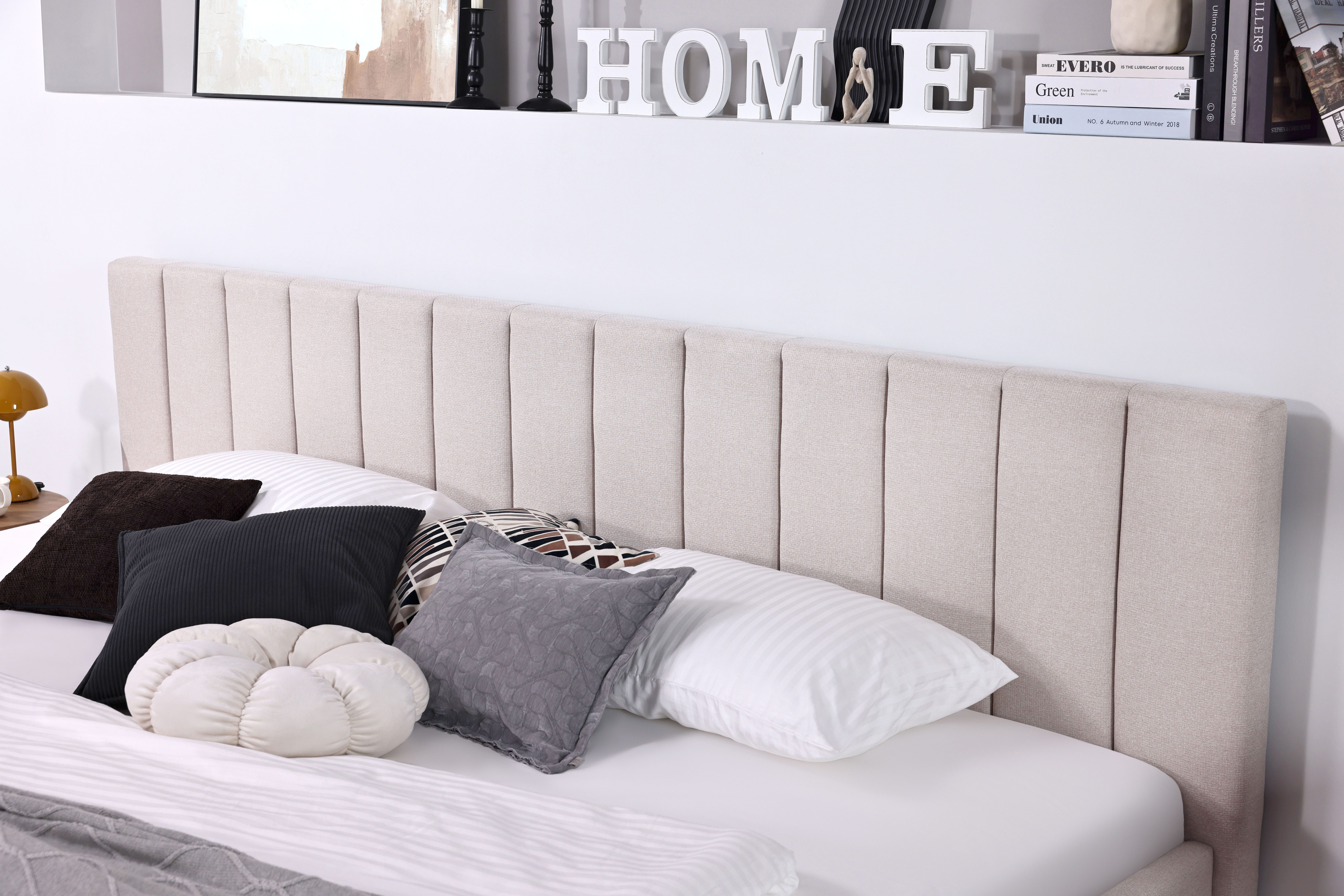 Home affaire Polsterbett MANTEIGAS, Familienbett mit hochwertigem Strukturstoff, Liegefläche 120x200 und 240x200 cm, ohne Lattenrost und Matratze – Bild 4 von 5