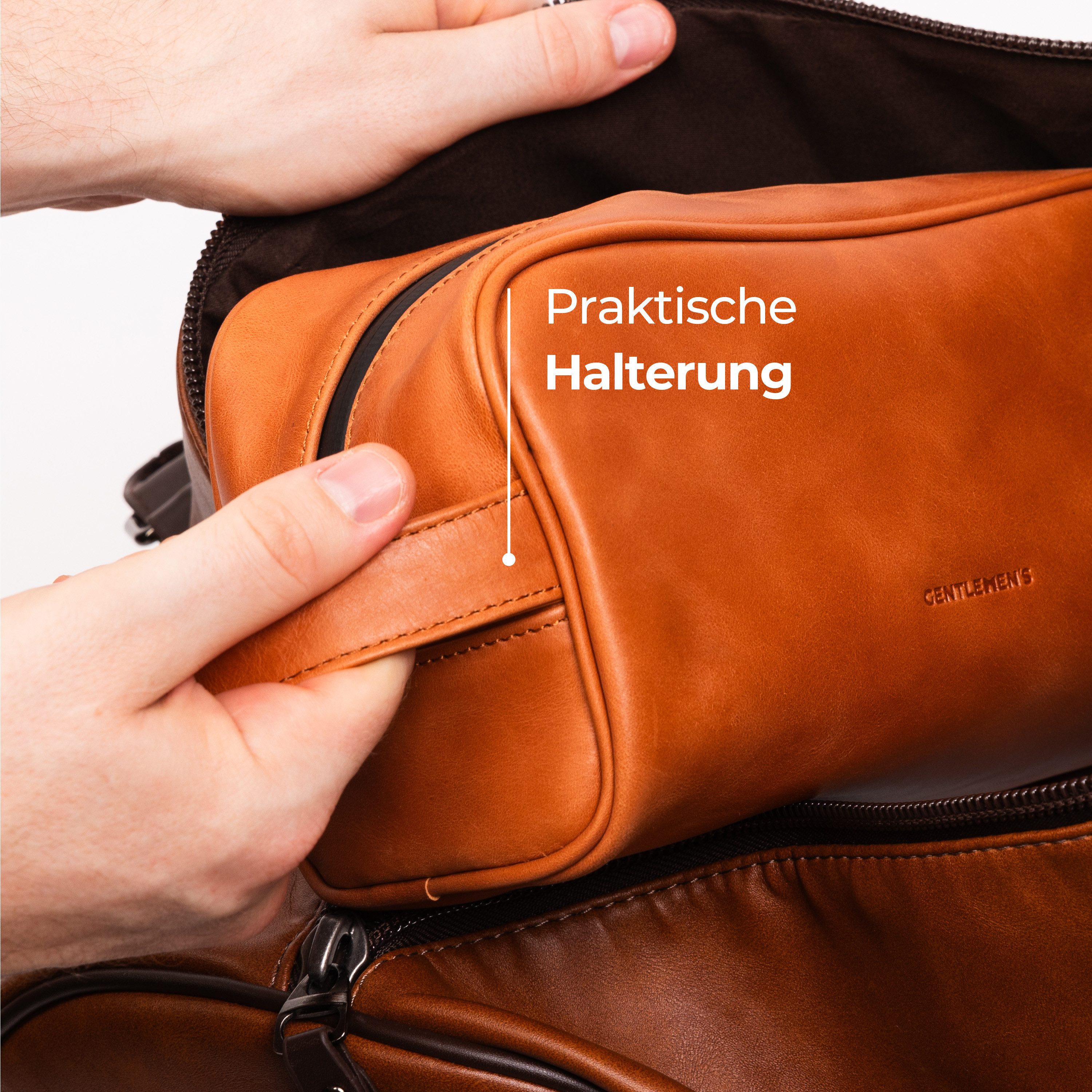 Gentlemen's Kulturbeutel Kulturbeutel aus Leder – Stilvoll, hochwertig & wasserabweisend, Echtleder, geräumiges Hauptfach, Gentlemen's Luggage Protect