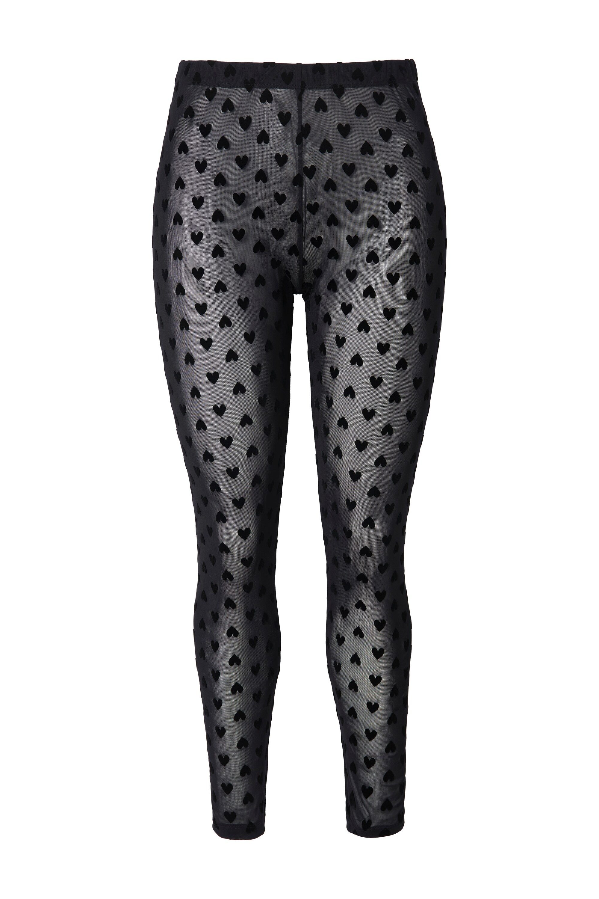 Ulla Popken Feinstrumpfhose Strumpf-Leggings Mesh Herz-Flockdruck günstig online kaufen