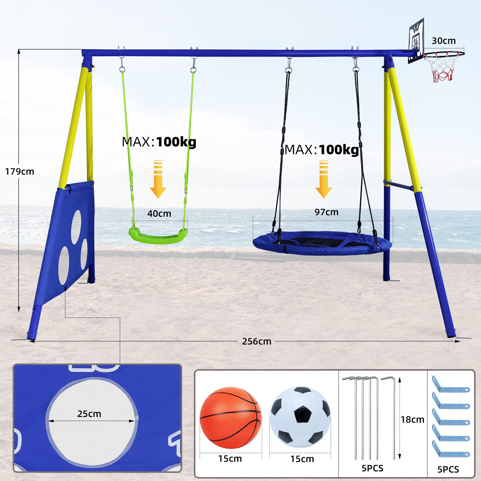 CCLIFE Doppelschaukel Schaukelgestell Outdoor 200 kg günstig online kaufen