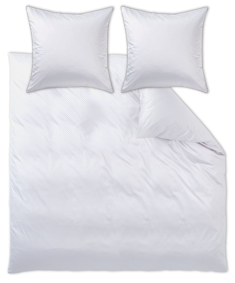 Curt Bauer Bettwäsche Mako-Brokat-Damast Arezzo weiß 140 cm x 200 cm, Bettbezug Kopfkissenbezug Set kuschelig weich hochwertig