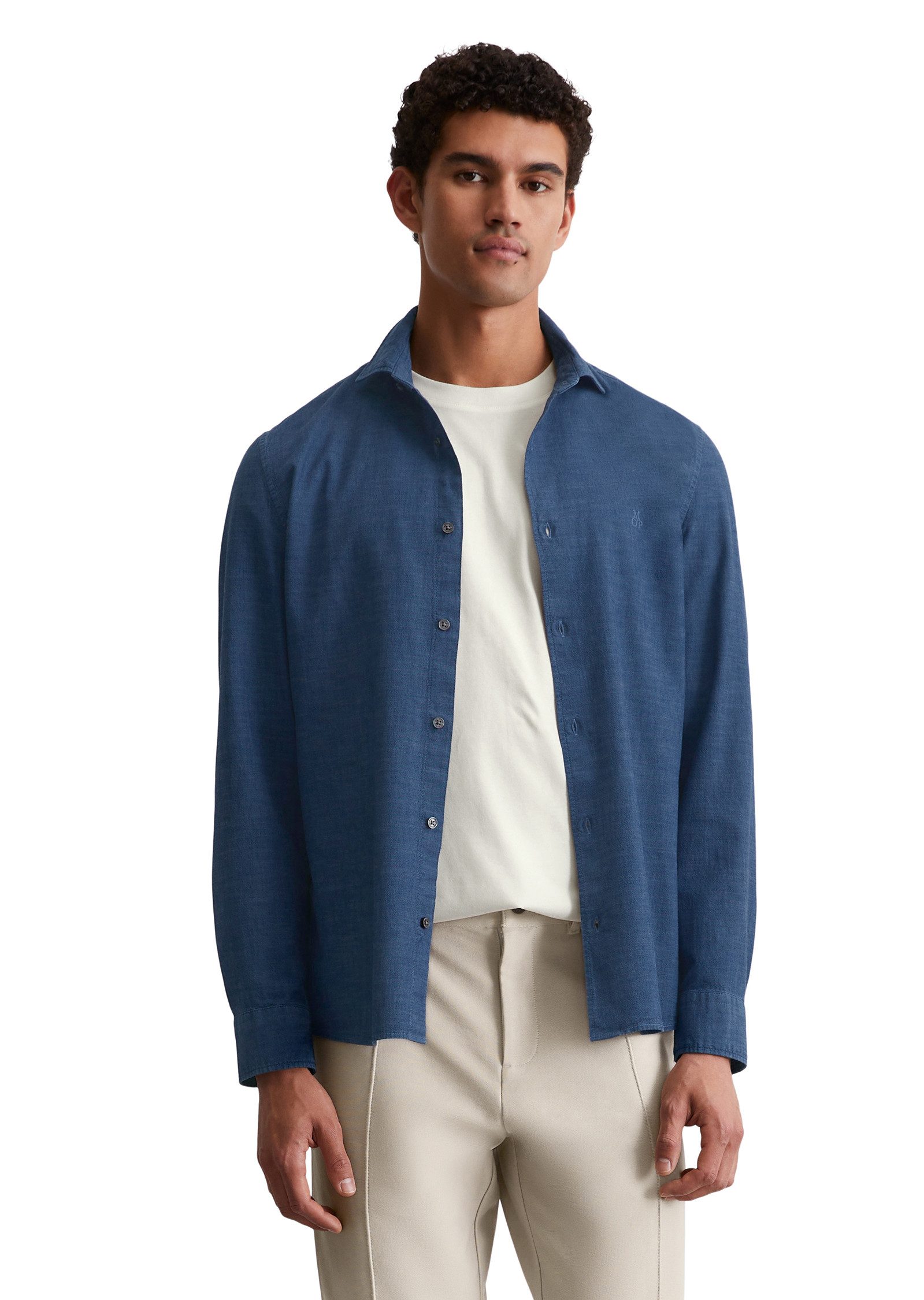 Marc O'Polo Langarmhemd aus leichtem Bio-Baumwoll-Chambray