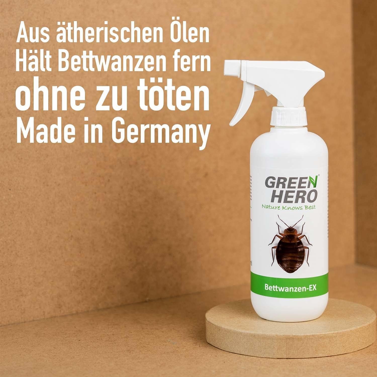 GreenHero Insektenspray Bettwanzen-Ex 500 ml, Bettwanzenbekämpfung, zur Mittel Spray Bettwanzen