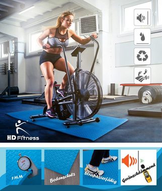 HD Fitness Bodenmatte Eva Unterlegmatte für Fitnessgeräte rutschfest mit Bändern (1 Matte 2X1m, Unterlegmatte 2X1m)