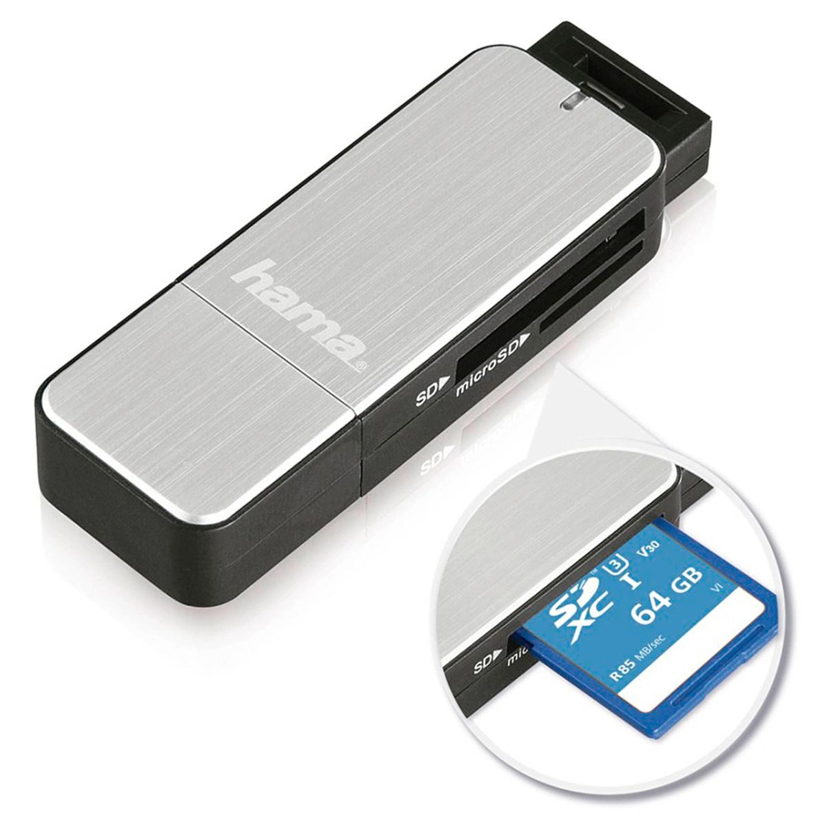 Hama Speicherkartenleser USB 3.0 Multikartenleser SD/microSD Alu