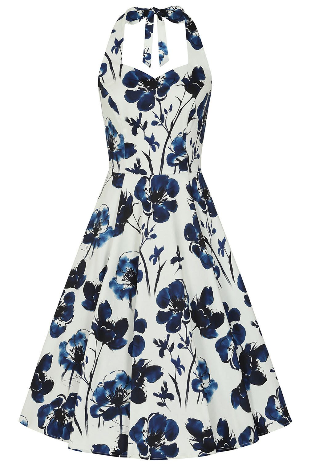 Hearts & Roses London A-Linien-Kleid Indigo Romance Swing Vintage Retro 50e günstig online kaufen