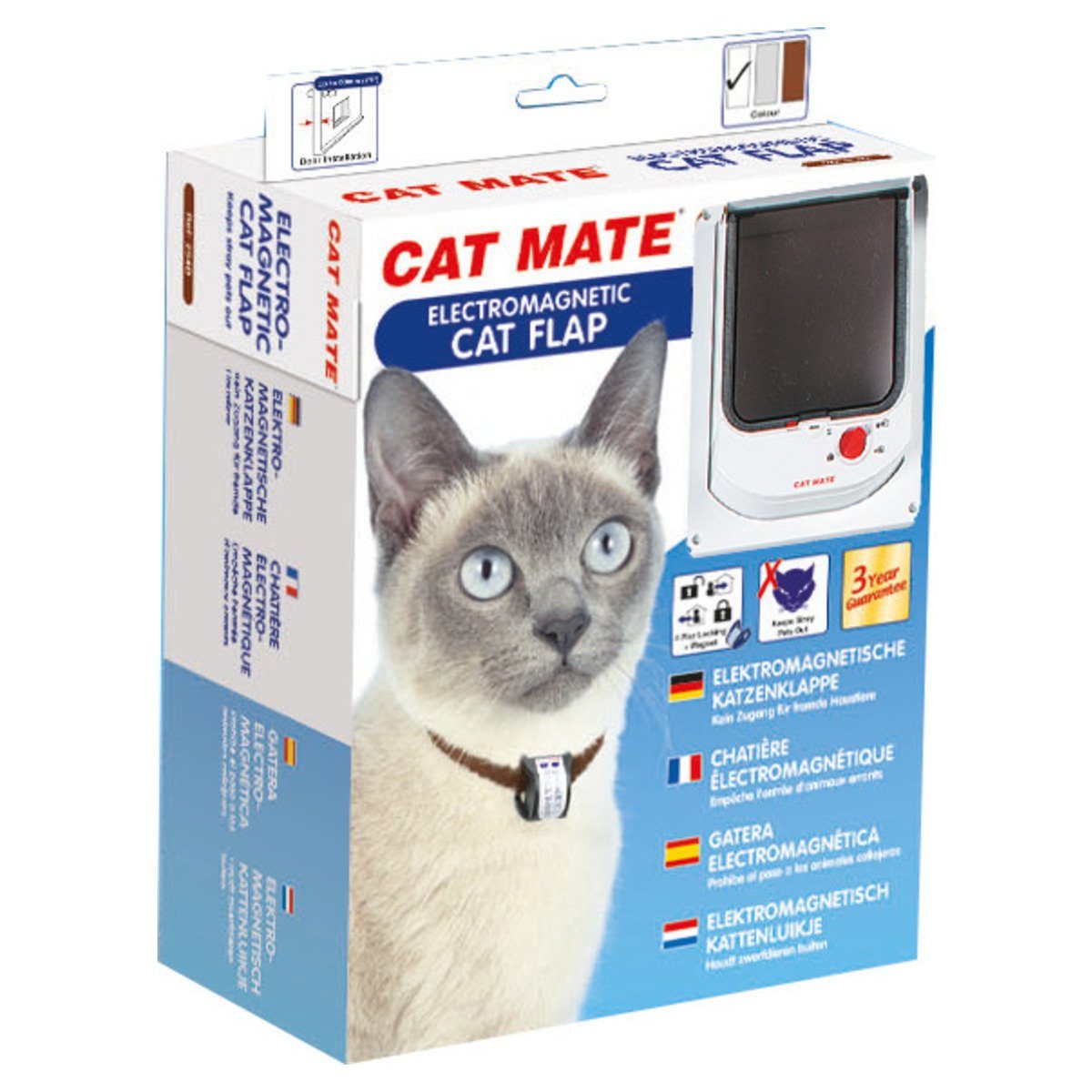 Katzenklappe Katzentür elektromagnetisch 254 W weiß