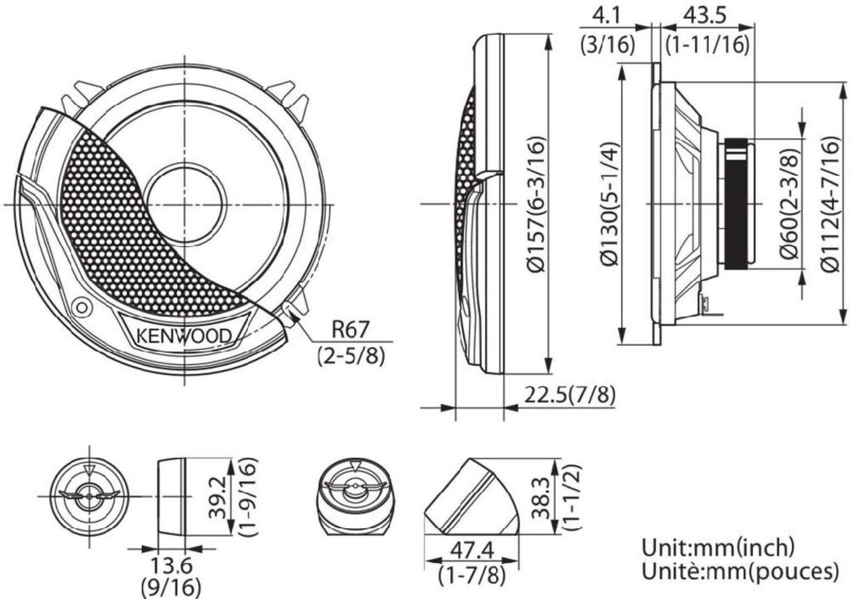 KENWOOD KFC-E130P 13cm 2-Wege Komponentensystem Auto-Lautsprecher (30 W)