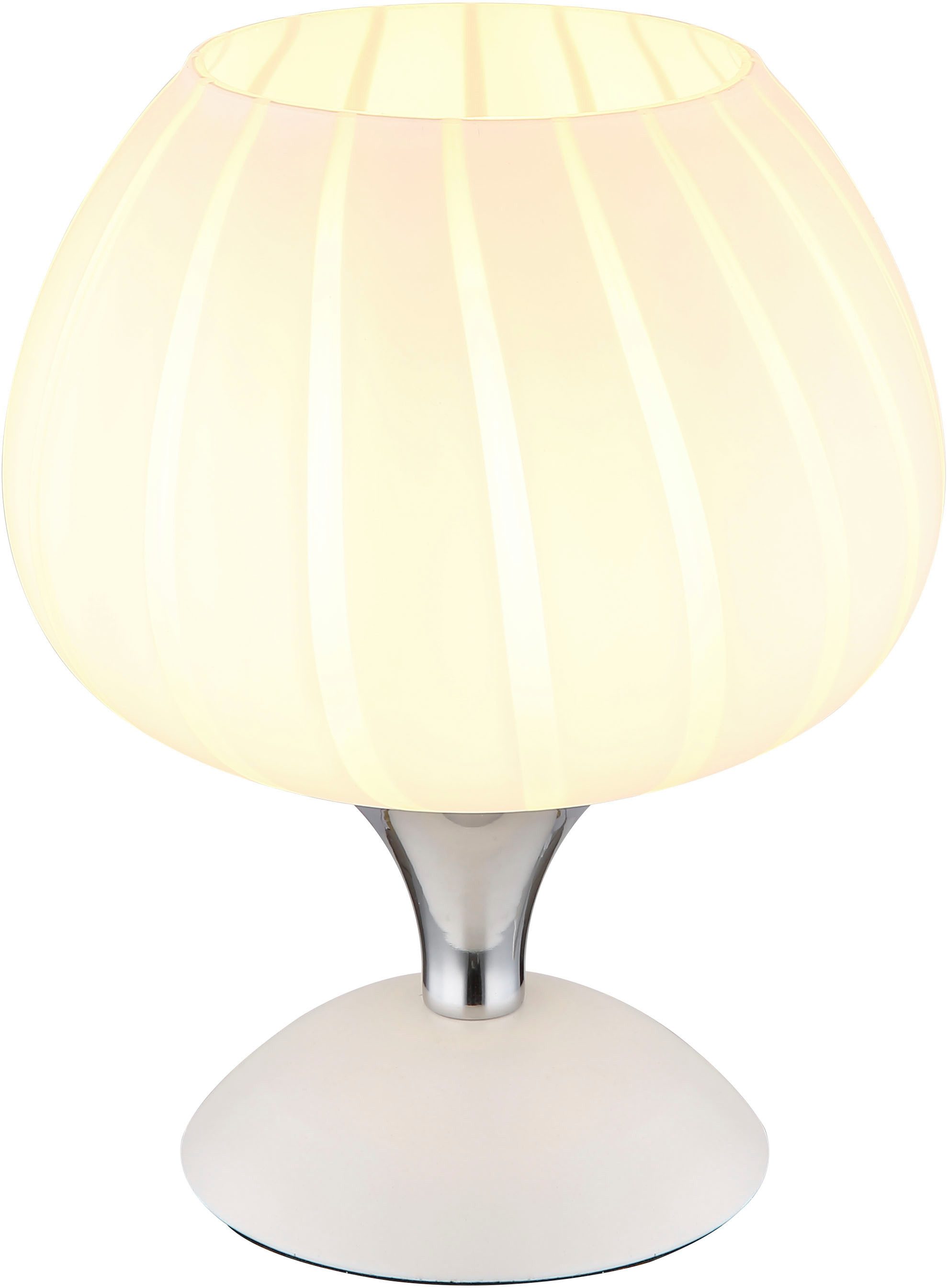 GLOBO LIGHTING Tischleuchte MAXY, ohne Leuchtmittel, Tischlampe Glas opal Dekorillen ø: 150mm, H: 205mm