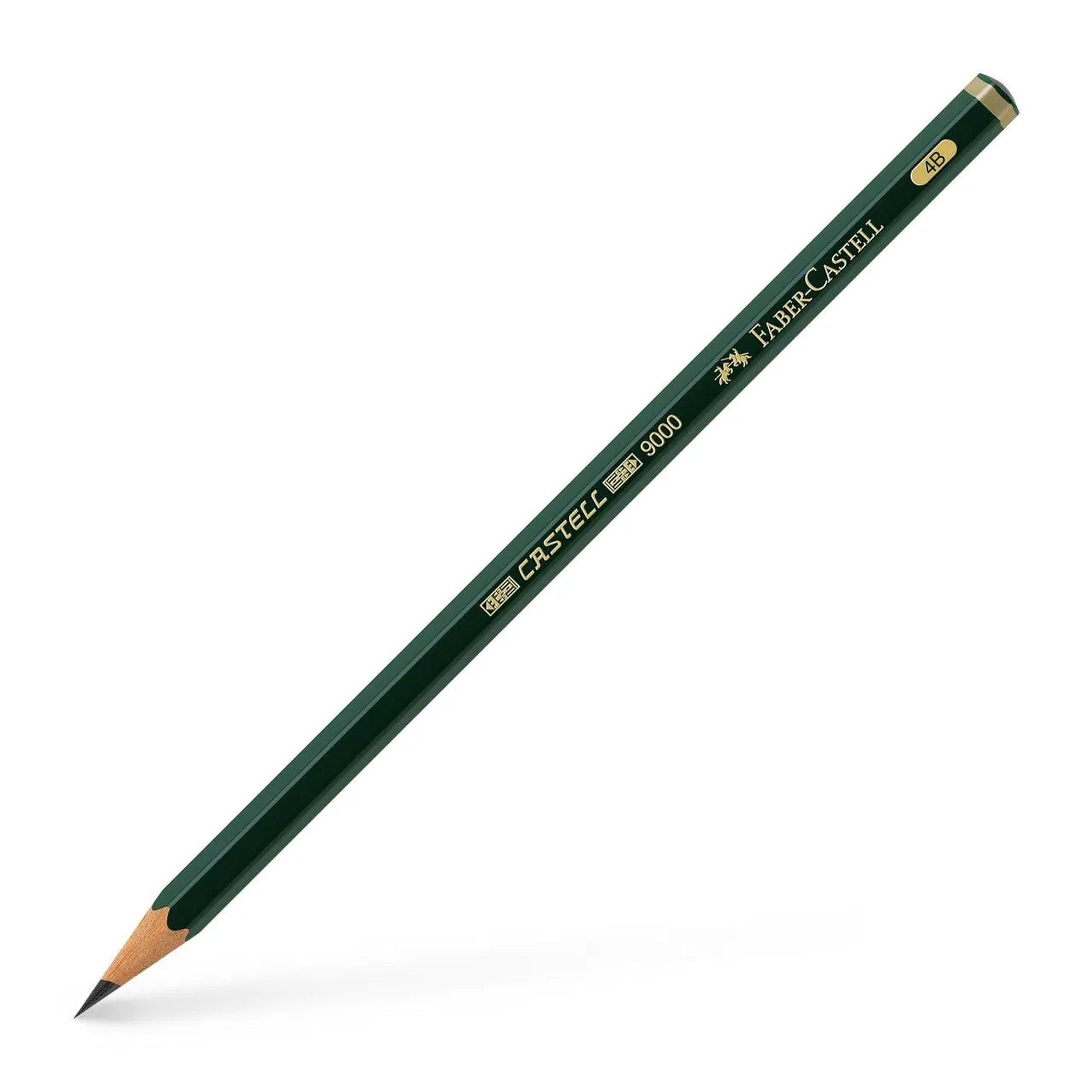 Faber-Castell Bleistift Bleistift 9000 4B, bruchgeschützte Mine, wasserbasierter Lack