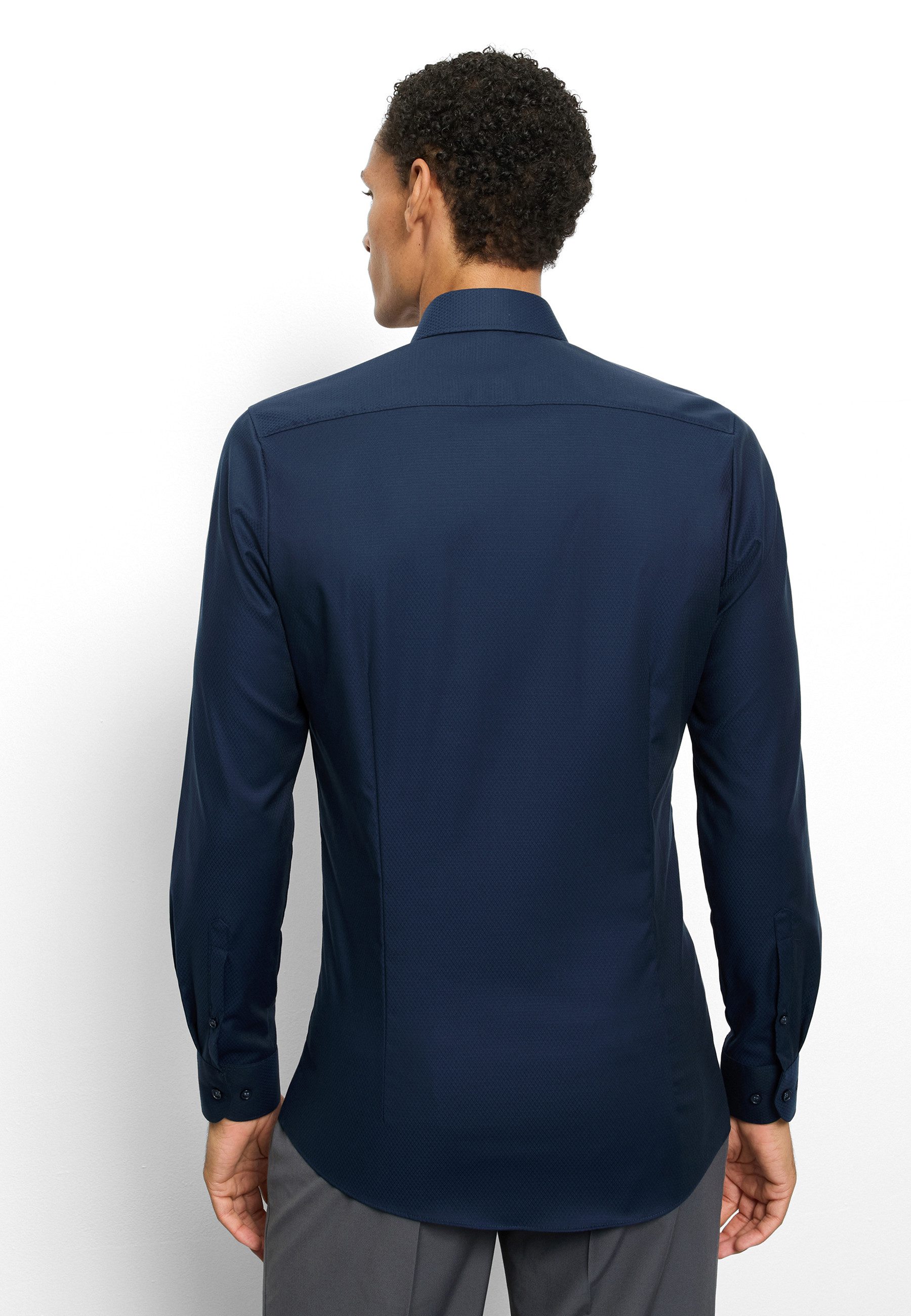 OLYMP Langarmhemd Level 5 Businesshemd, body fit, Royal-Kentkragen, unifarben