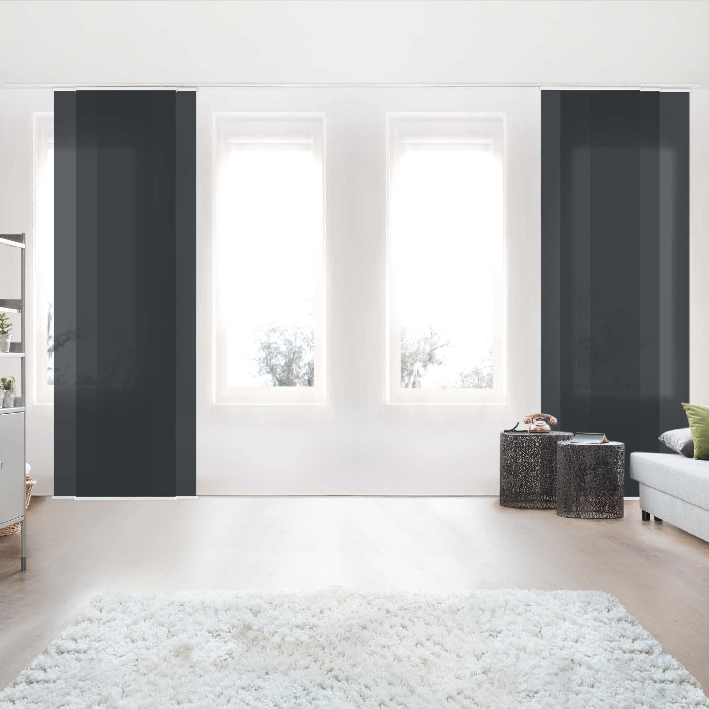 Bilderdepot24 Schiebegardine modern Flächenvorhang blickdicht Mondgrau, günstig online kaufen