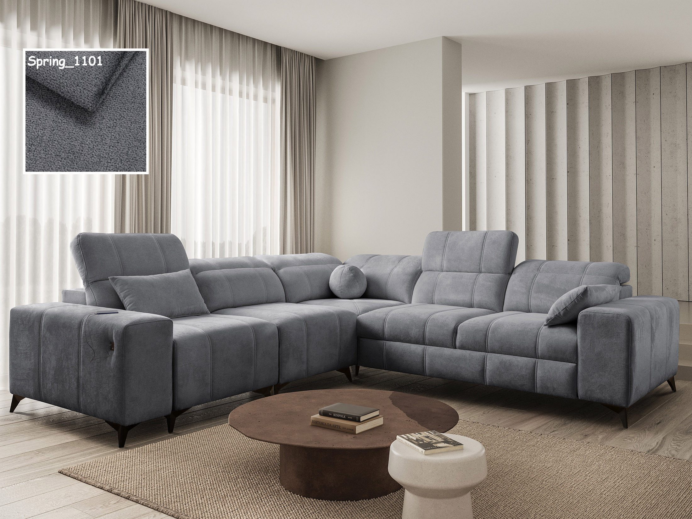 Möbel für Dich Ecksofa Dafne 3 mit USB, Schlaffunktion und zwei Bettkästen, mit verstellbaren Kopfstützen