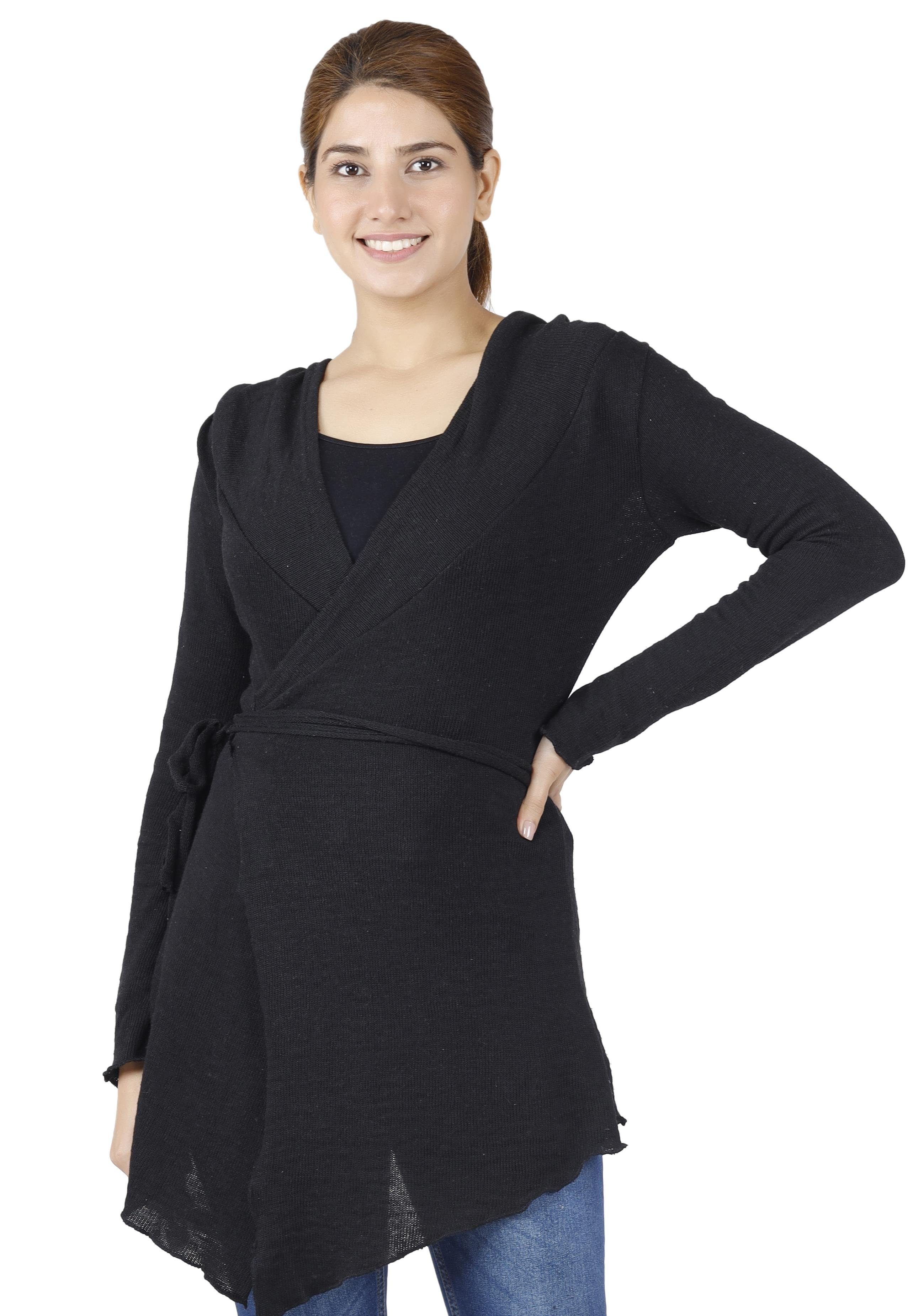 Guru-Shop Langjacke Pixi Wickel-Strickjacke - schwarz – Bild 4 von 5