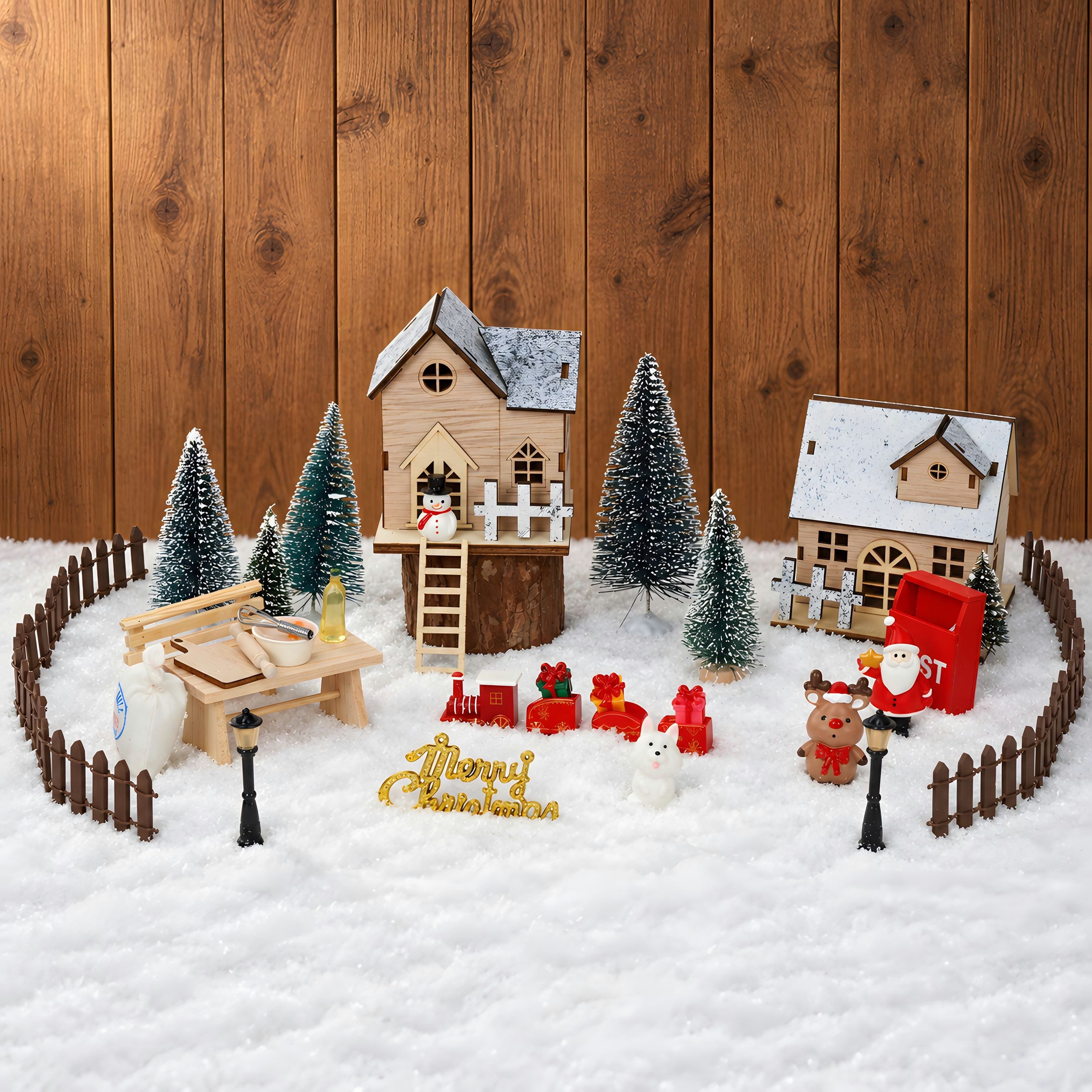 OSTWOLKE Weihnachtsdorf Weihnachtshaus Miniatur Wichtel Zubehör Weihnachten Set Weihnachtsdeko