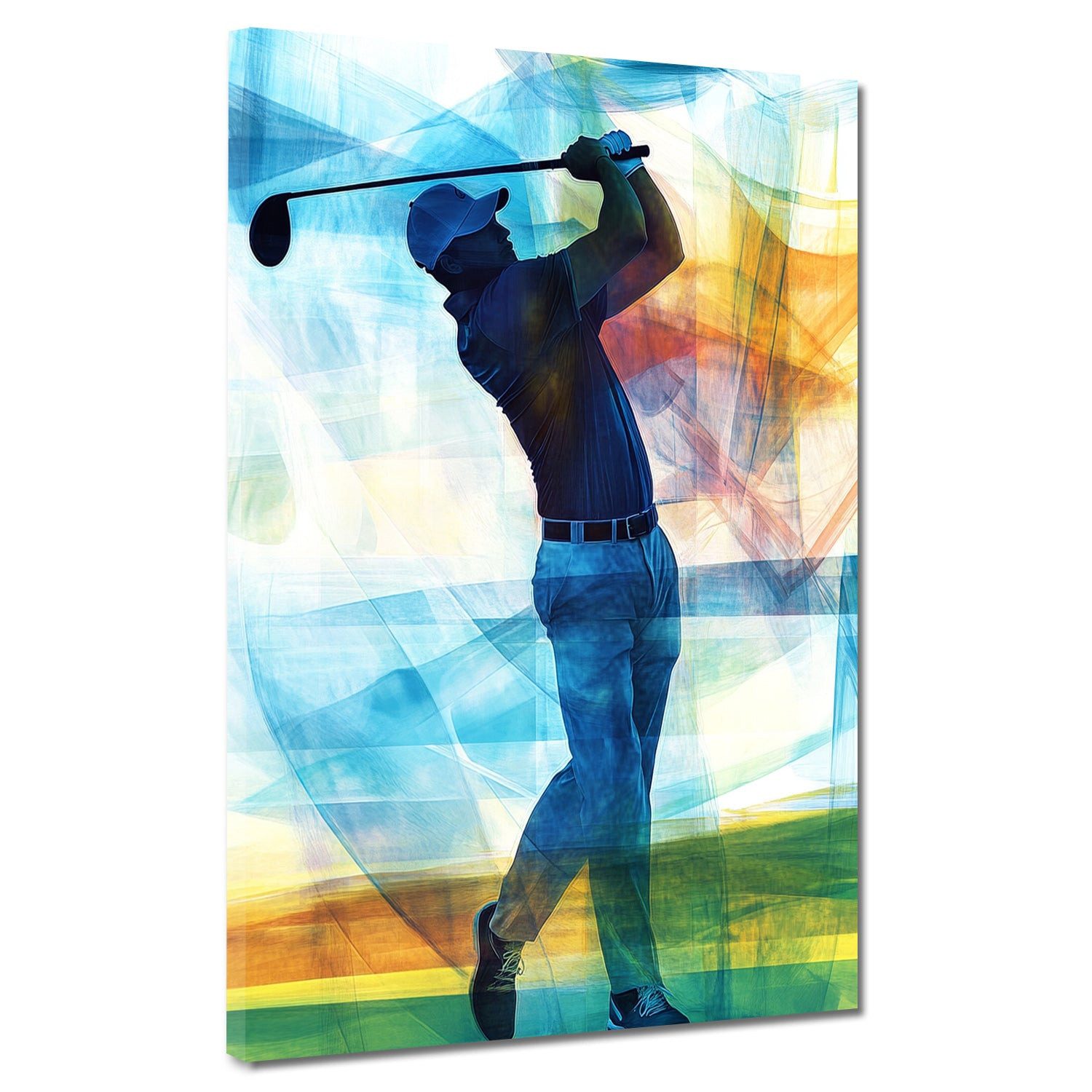 Artedinoi Leinwandbild Golfsport Silhouette farbig Energie Leinwandbild Wandbild Kunstdruck X, Golfspieler-Silhouette, farbig