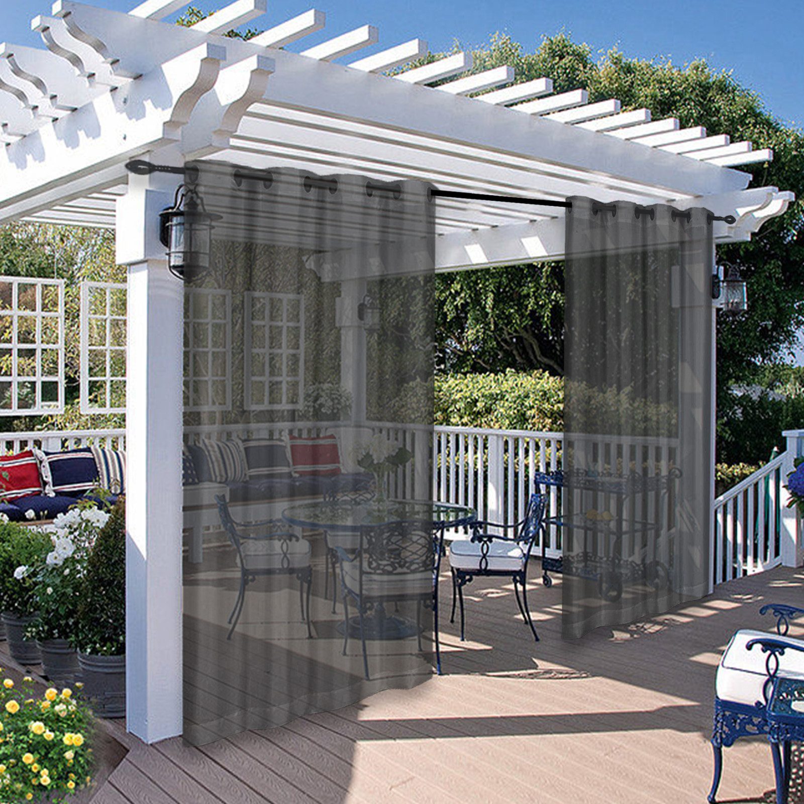 LMaxhome Outdoorvorhang Transparenter Outdoor Vorhang mit Ösen, wasserabweisend (1 St), Sichtschutz für Balkon, Garten, Veranda & Pavillon, 5 Farben