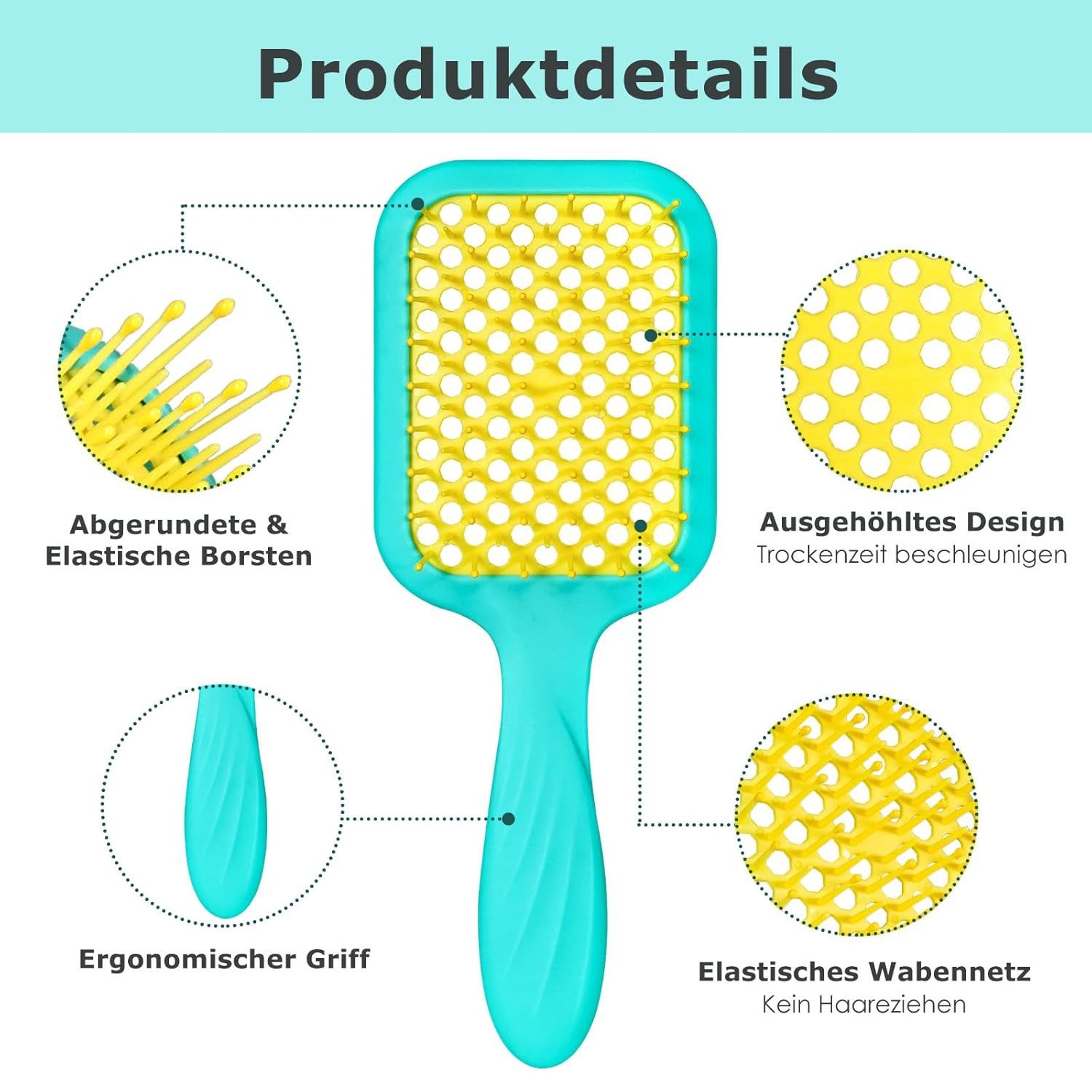 SHINLEA Haarkamm Haarbürste ohne Ziepen für nasses und trockenes Haar, ‎Eliminates pulling or snagging, Increases shine