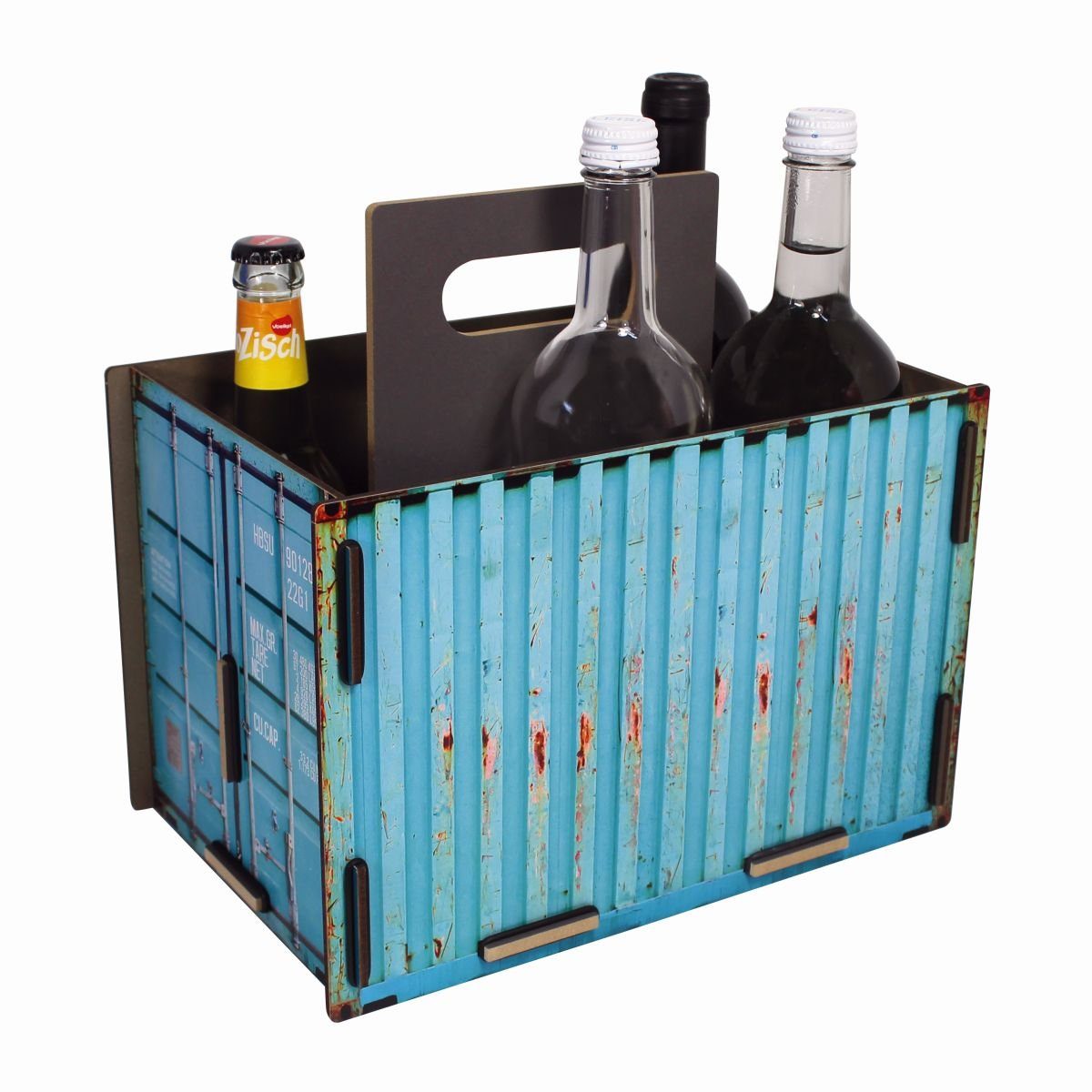 Flaschenkorb Sixpack "Container" WERKHAUS® Flaschenträger, Türkis Werkhaus korb - - (CO1503)