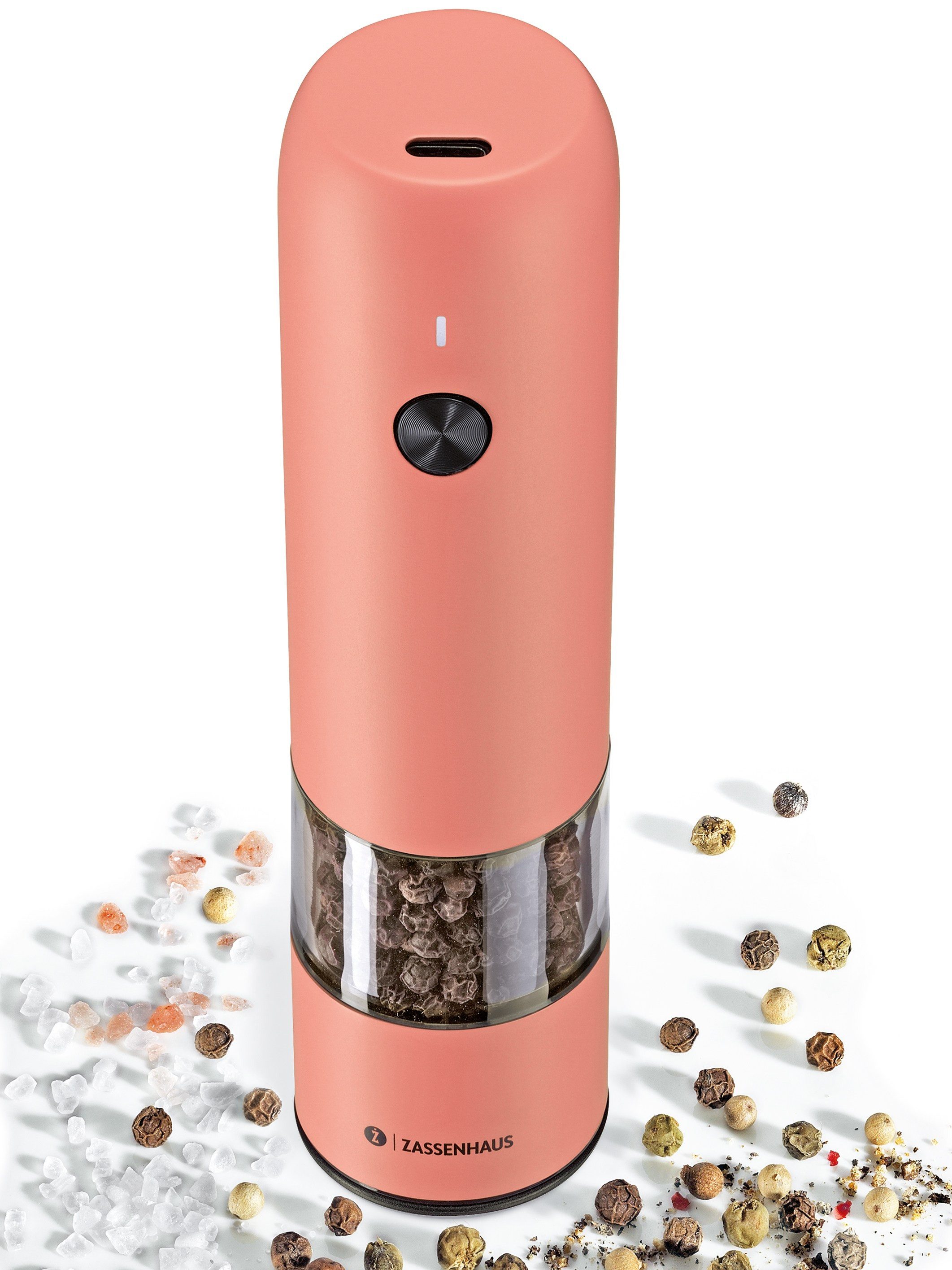 ZASSENHAUS Salz-/Pfeffermühle Pfeffermühle Salz- Gewürzmühle USB elektrisch 14cm ZASSENHAUS Köln Akku